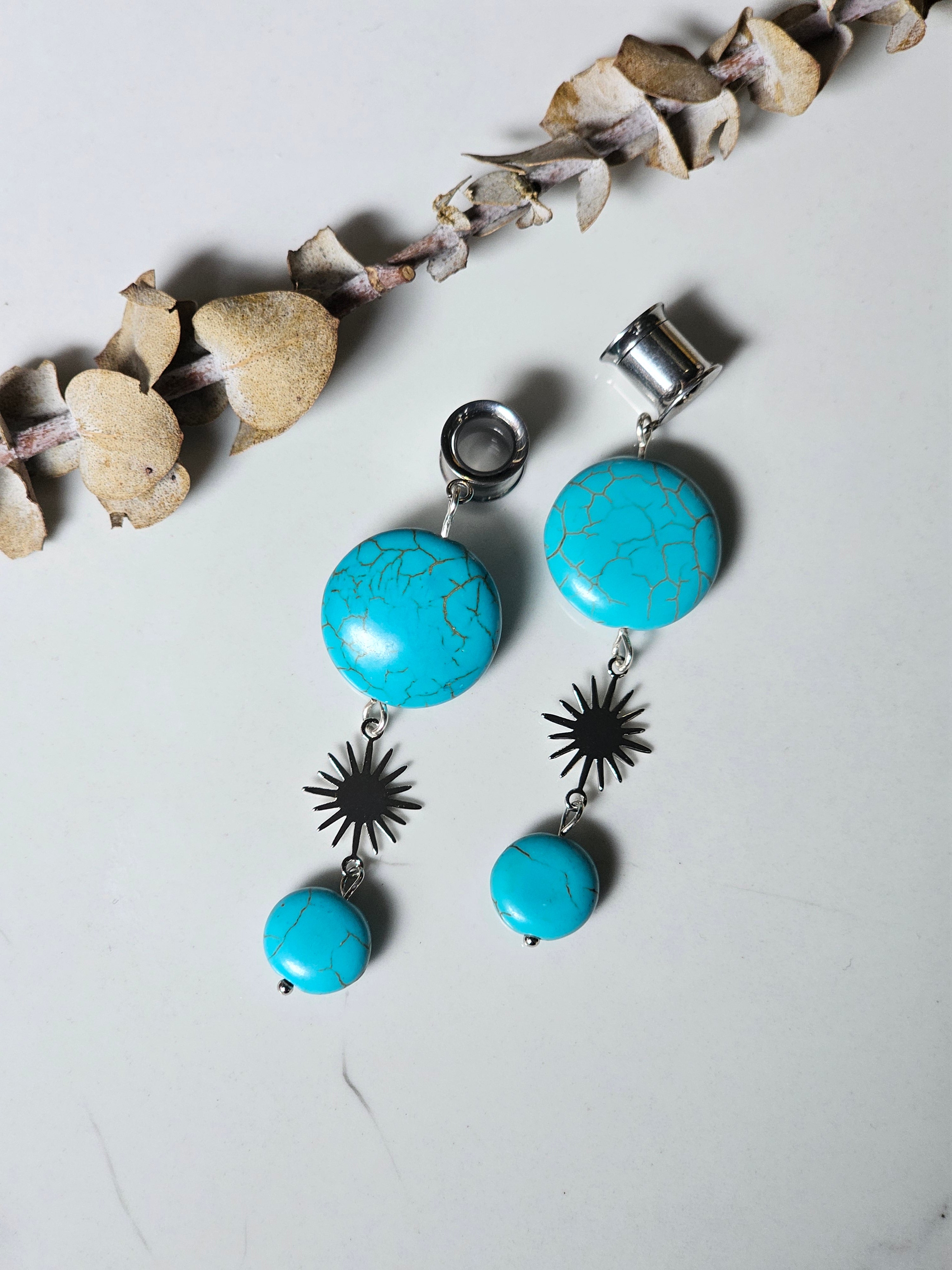 Turquoise dangle gauges
