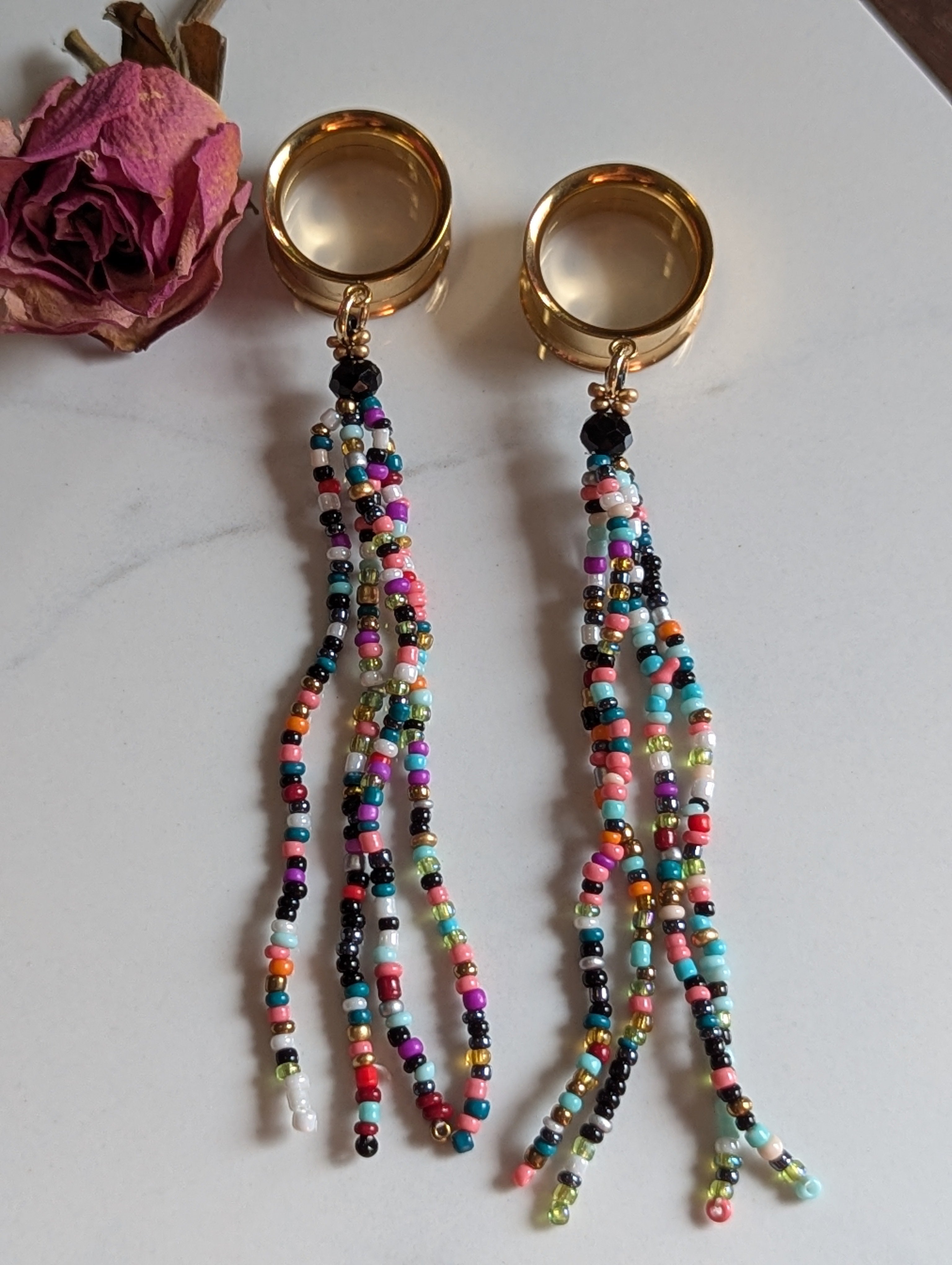 Beaded Tasseled dangle gauges