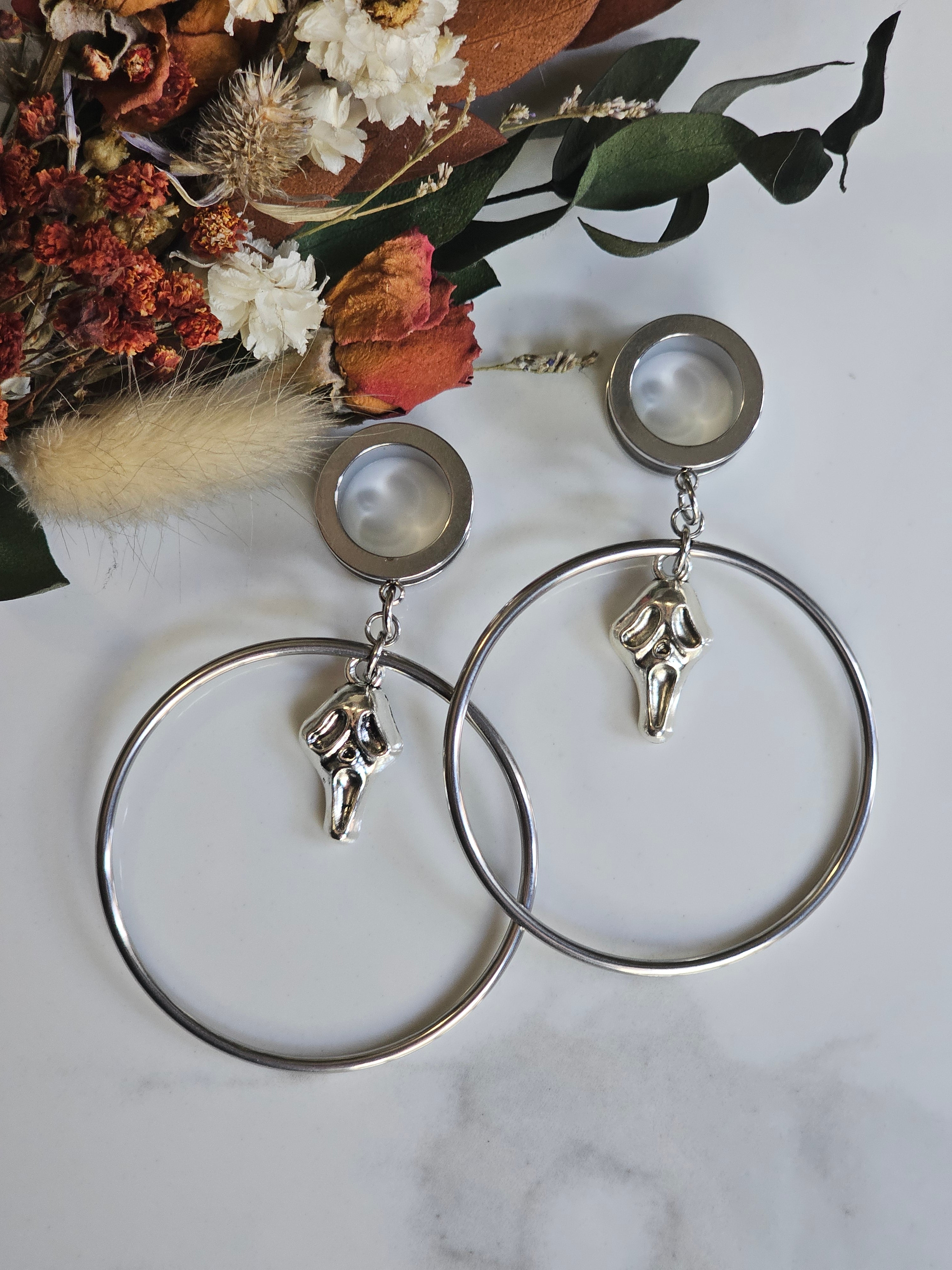 Ghostface hoop dangle gauges