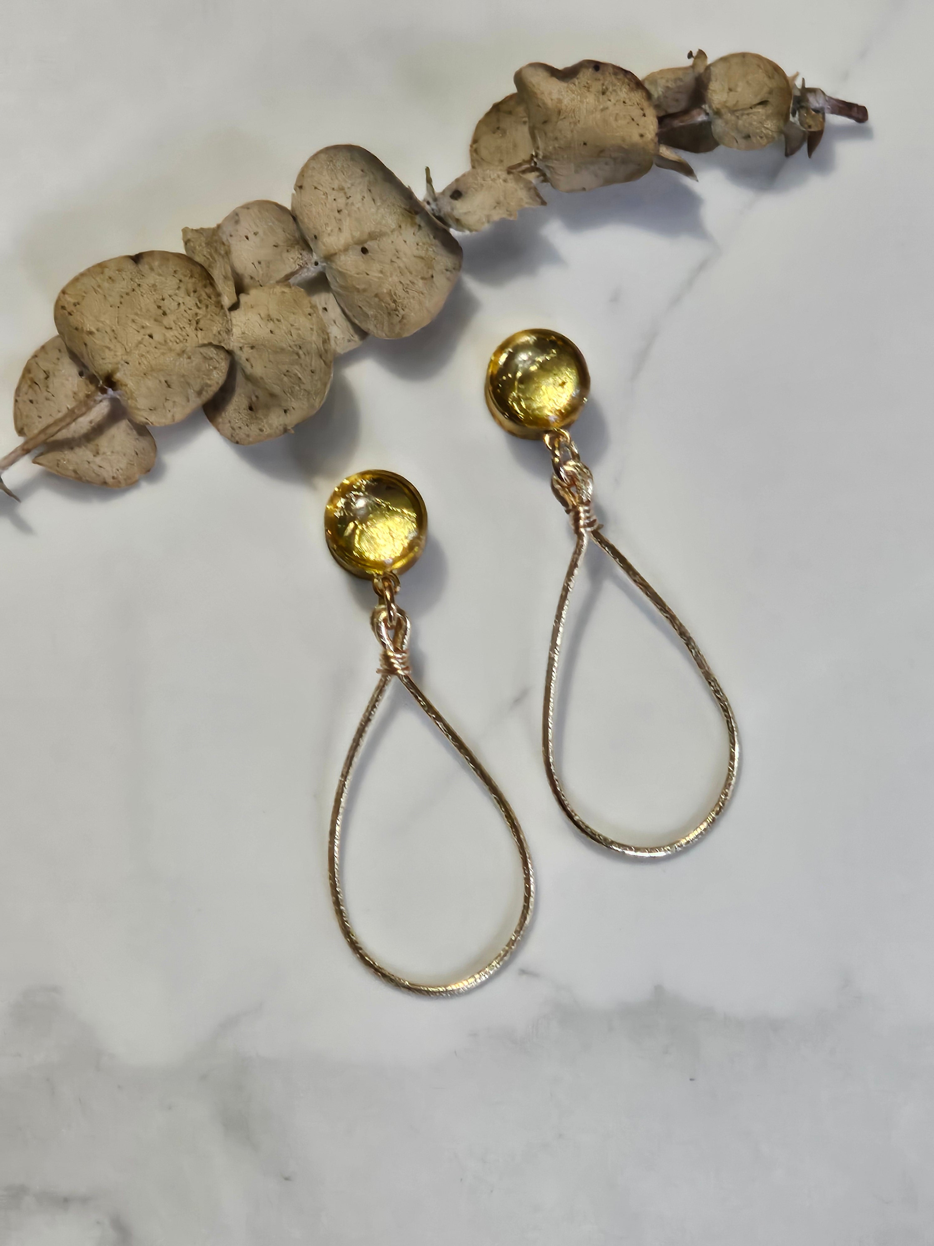 Textured Teardrop hoop dangle gauges