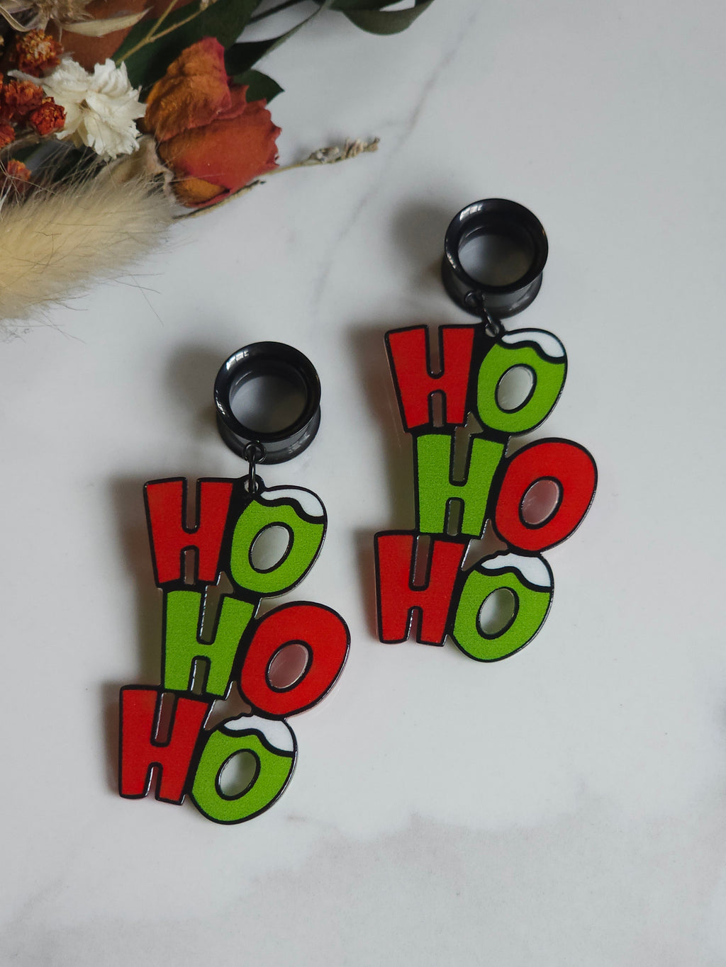 Ho Ho Ho Christmas dangle gauges