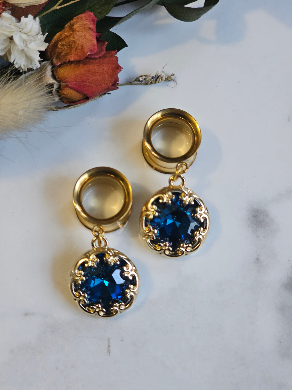 Sapphire Fashion dangle gauges  Birthstone