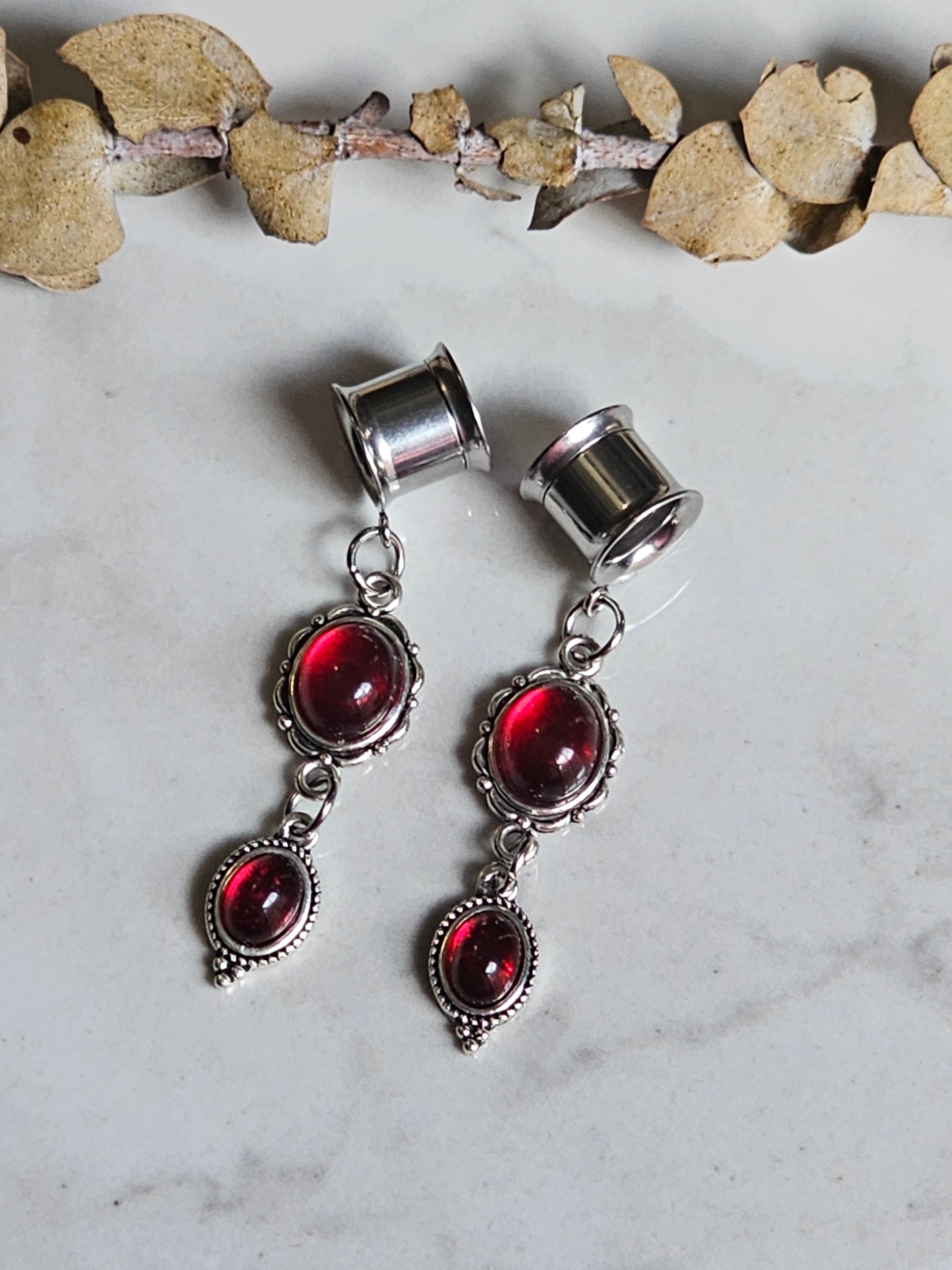 Red Goth Dangle Gauges