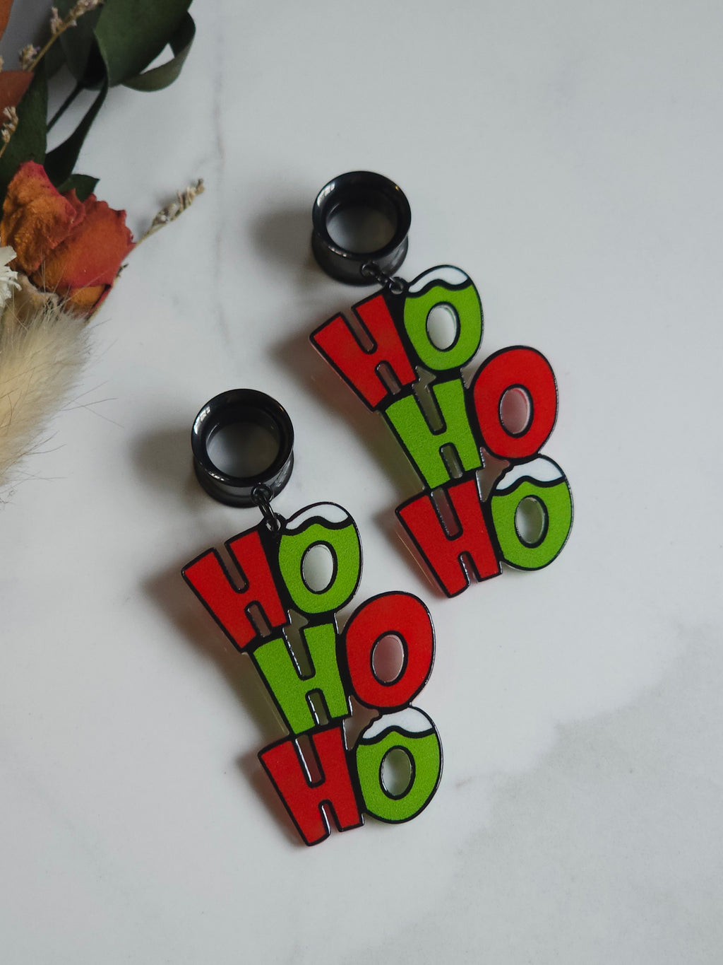 Ho Ho Ho Christmas dangle gauges