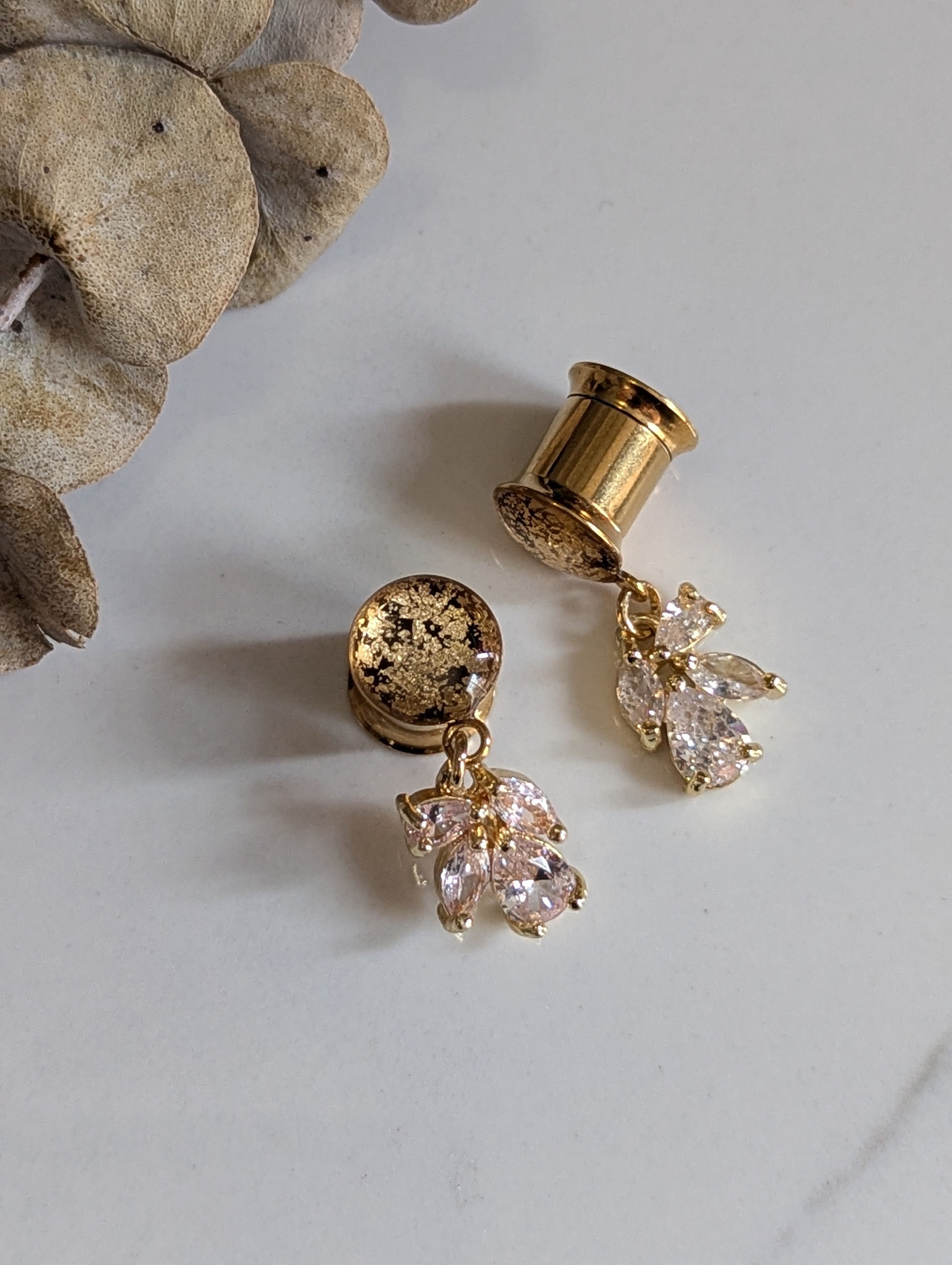 Dainty bridal dangle gauges