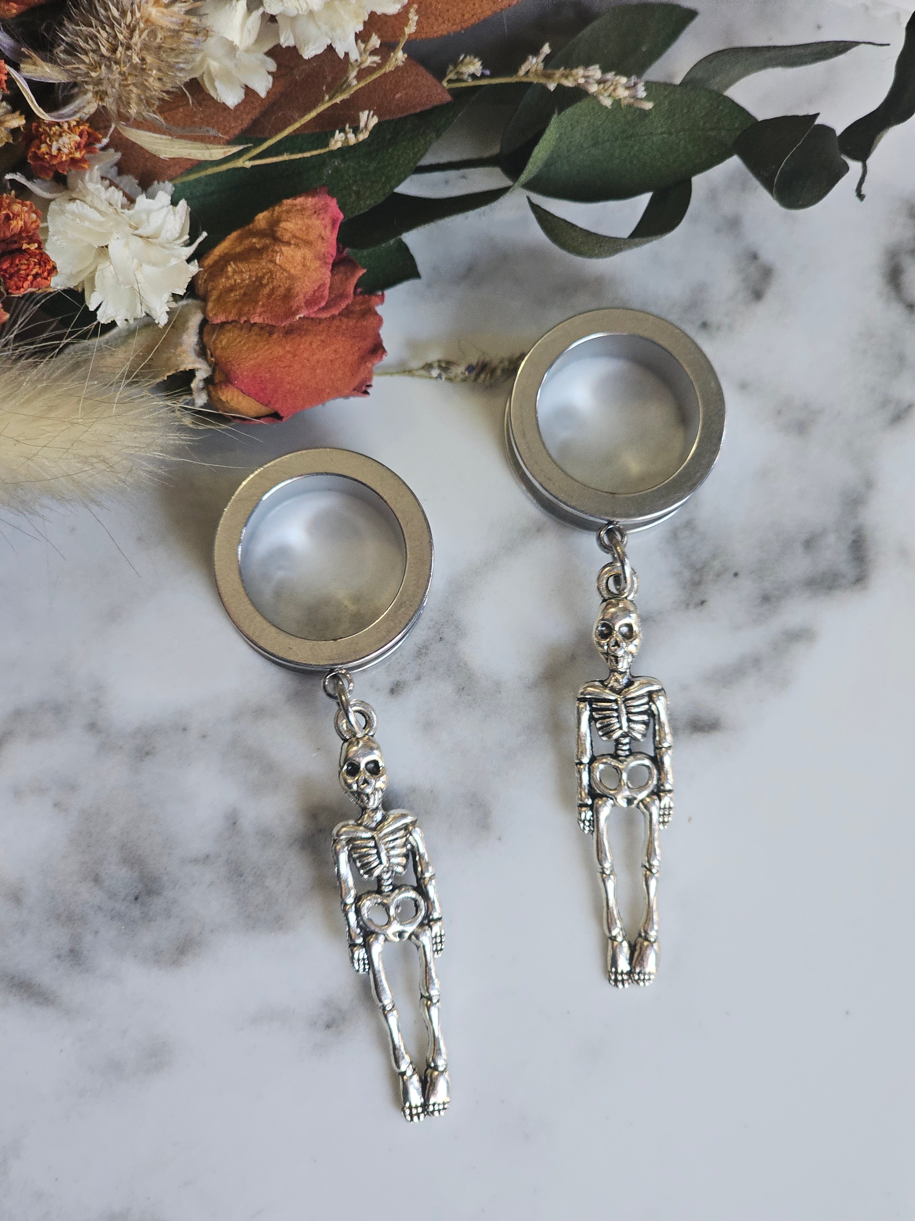 Skeleton Halloween dangle gauges