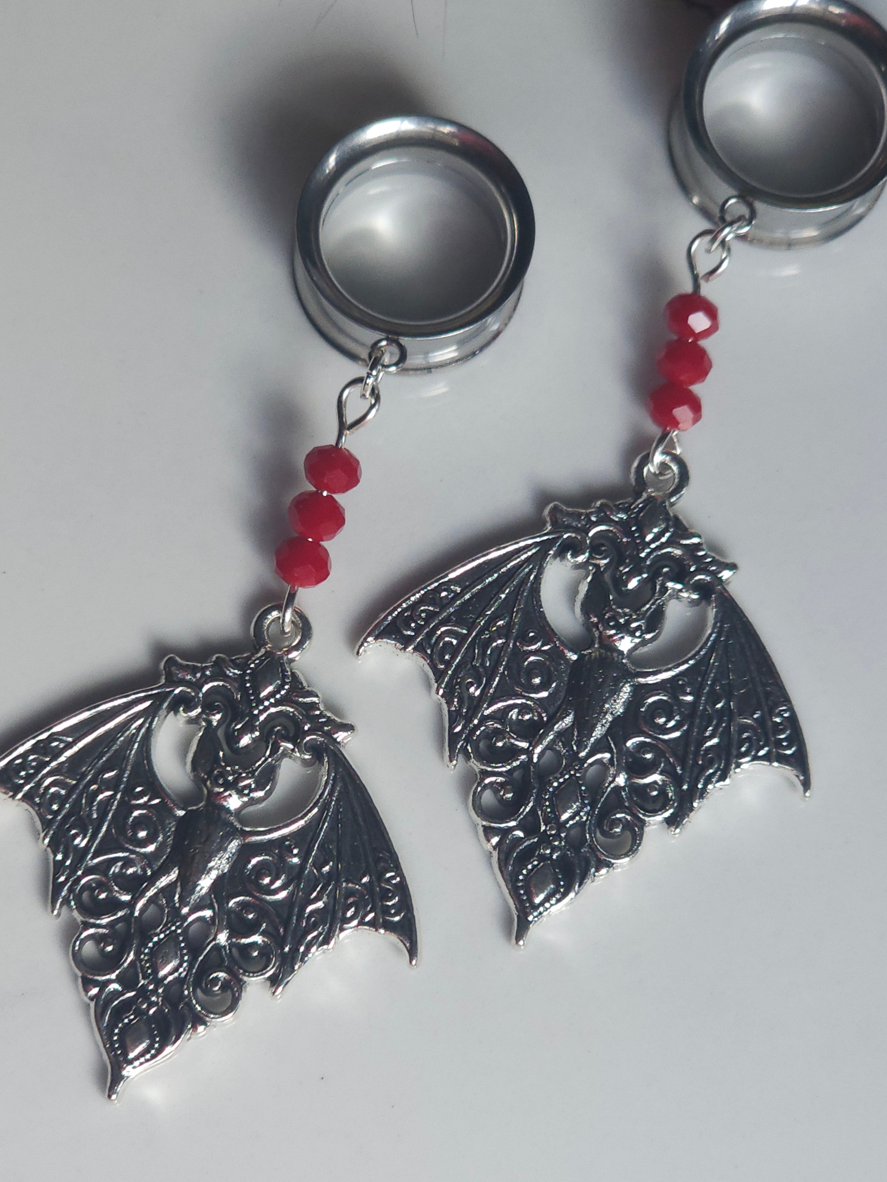 Gothic bat dangle gauges