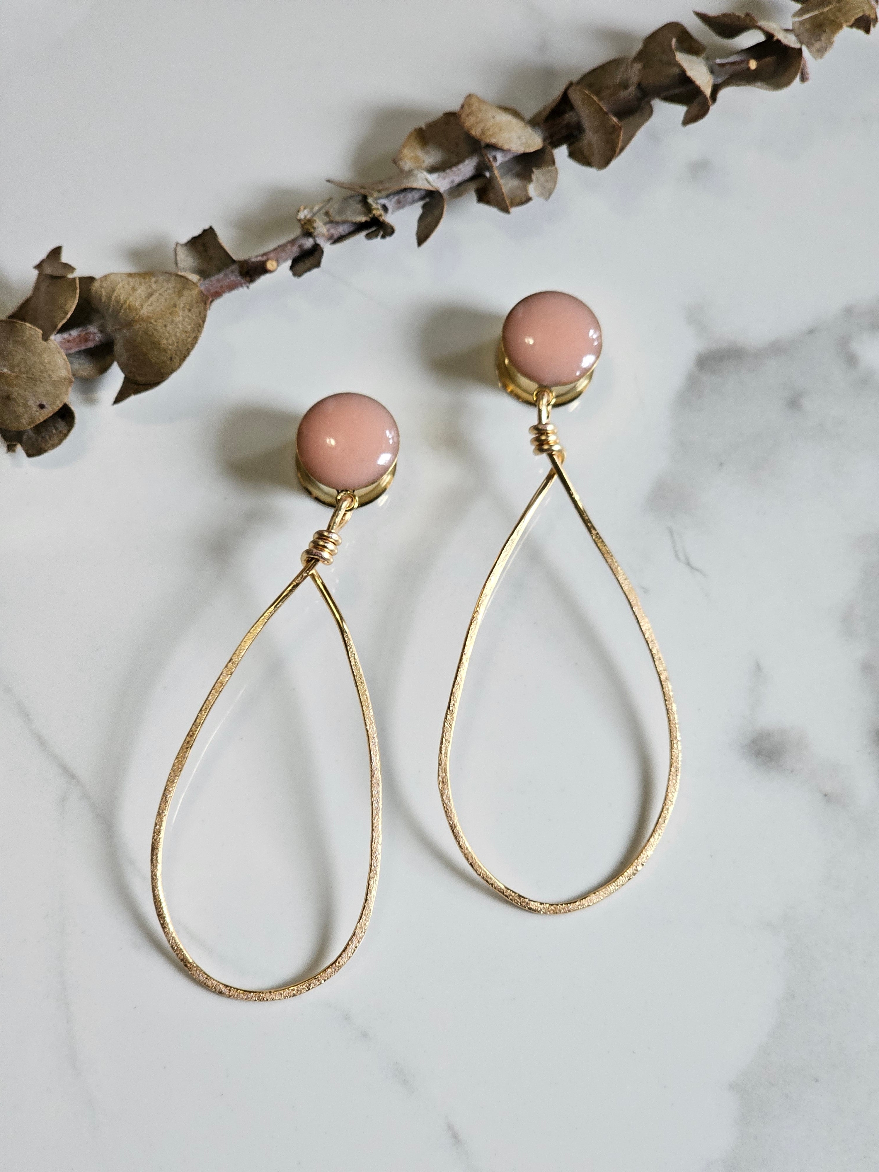 Teardrop hoop dangle gauges