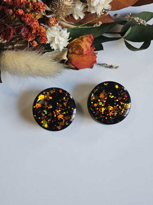 8MM-50MM Black/Orange Halloween Glitter Gauges