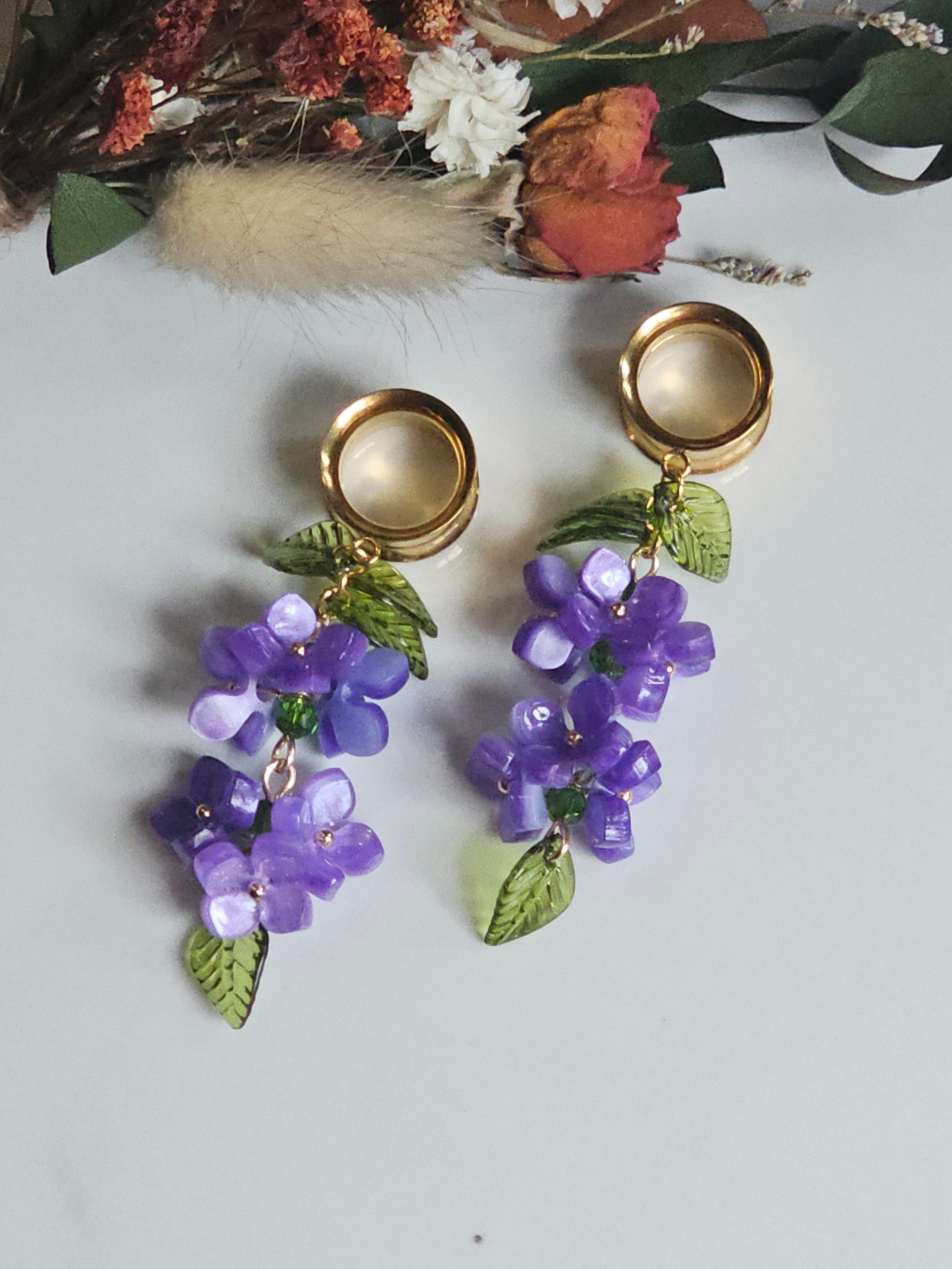 Purple Hydrangea Dangle Gauges