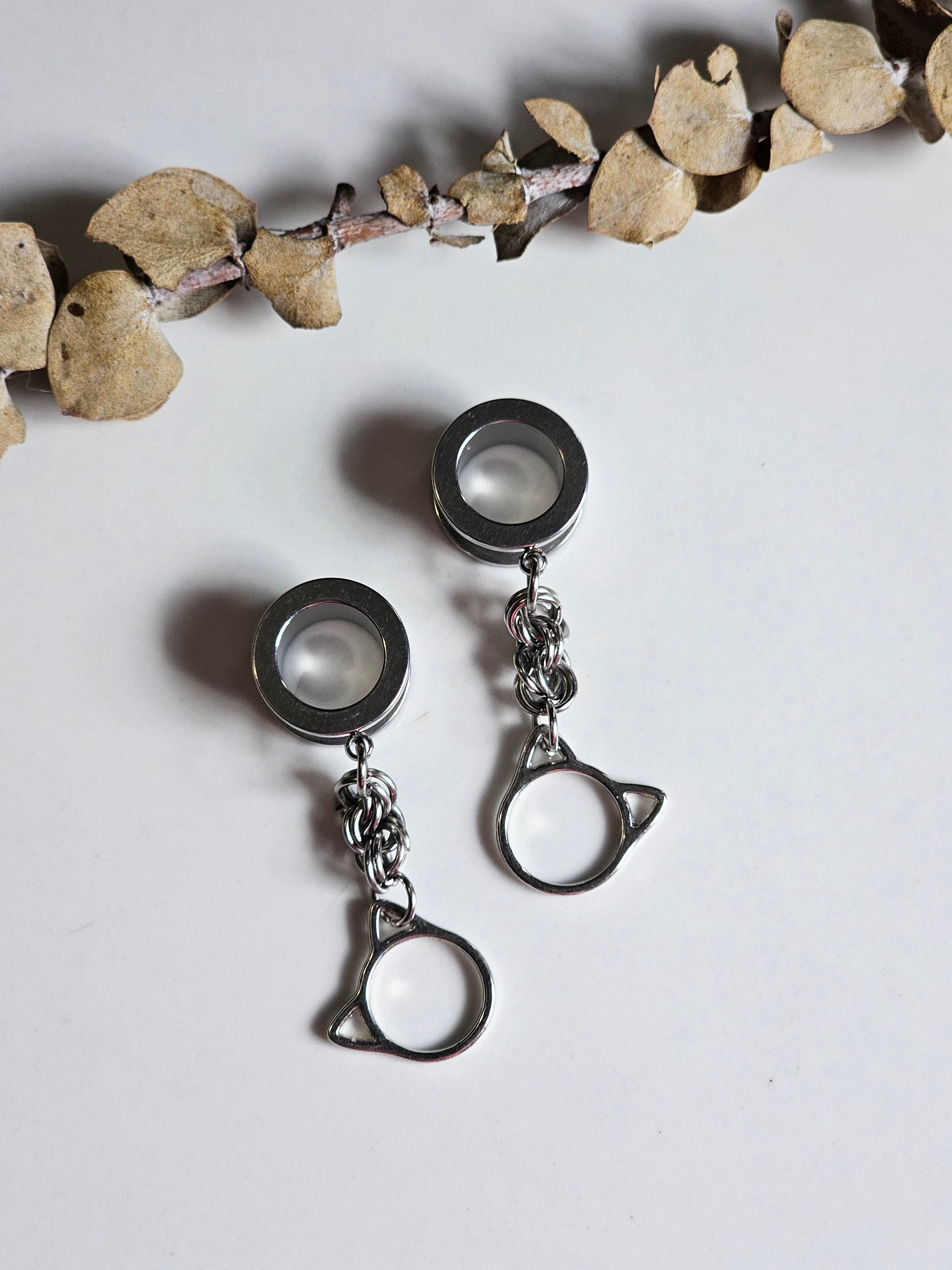 Kitty cat Chainmail dangle gauges