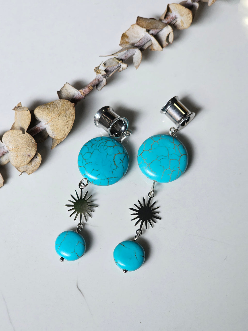 Turquoise dangle gauges
