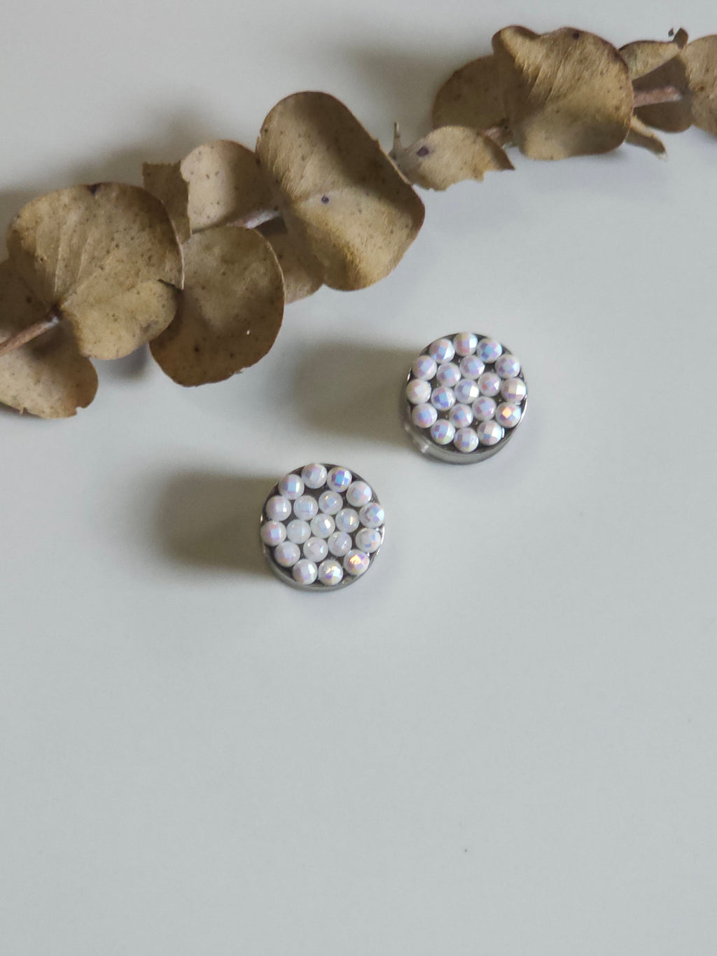 White Rhinestone Dangle Gauges