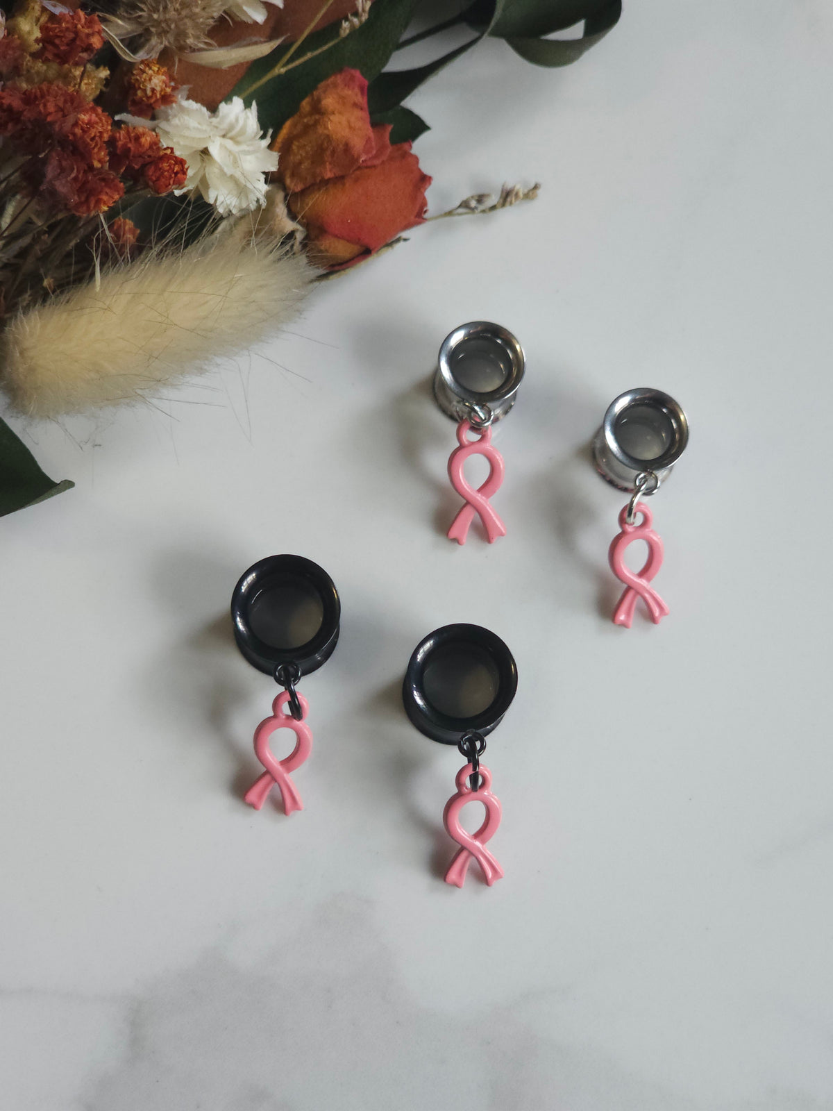 Mini Breast Cancer Awareness dangle gauges