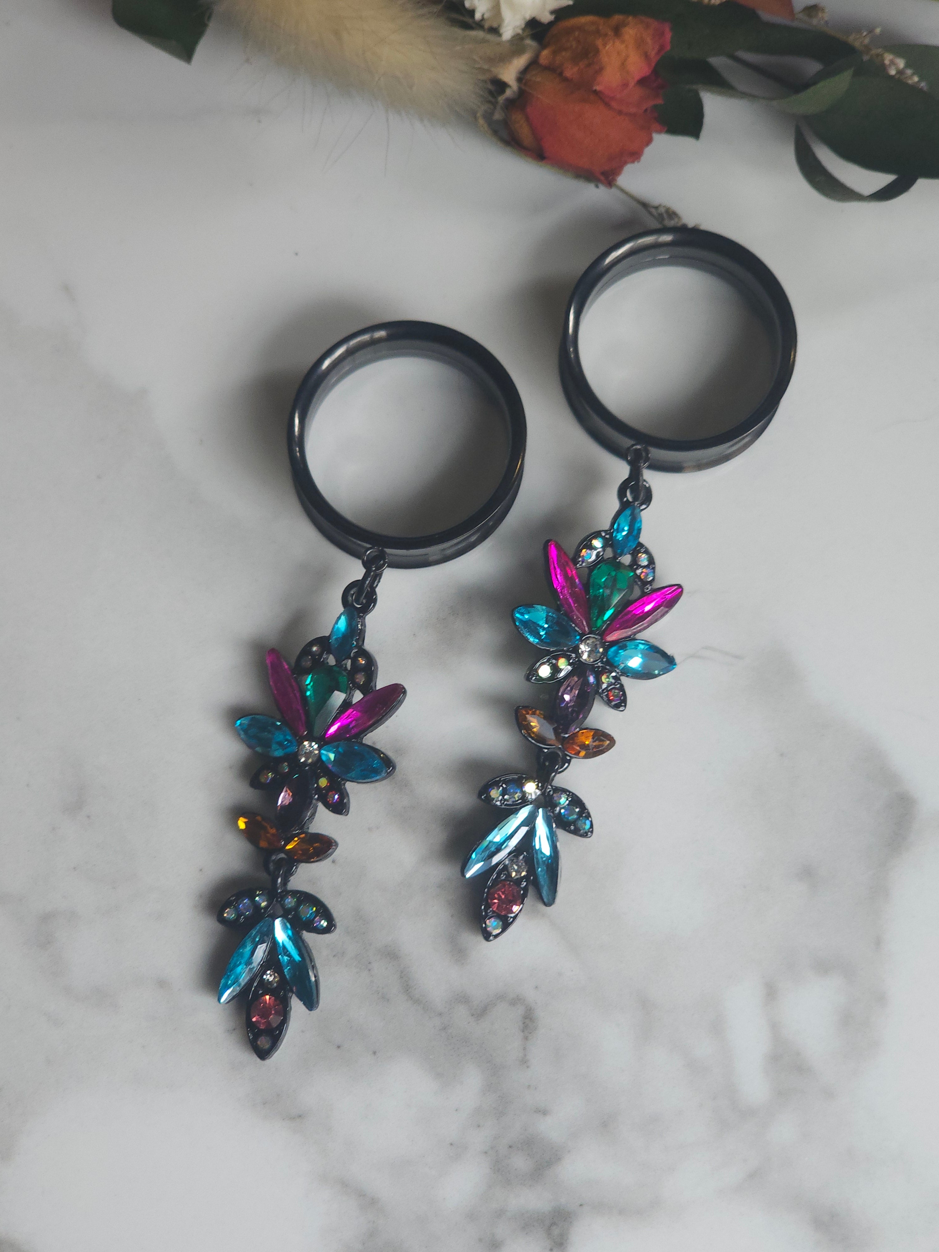 Retro Crystal dangle gauges