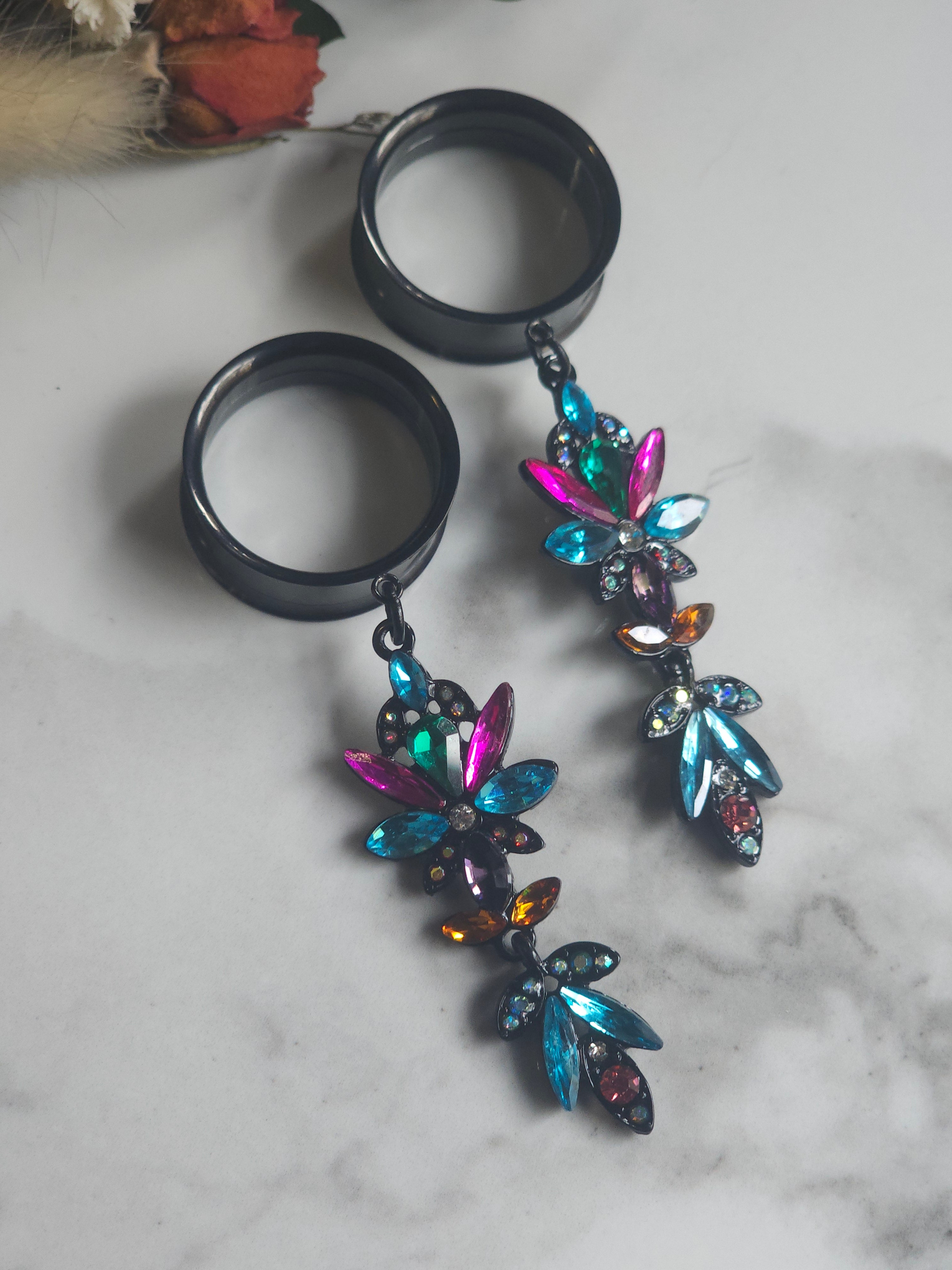 Retro Crystal dangle gauges