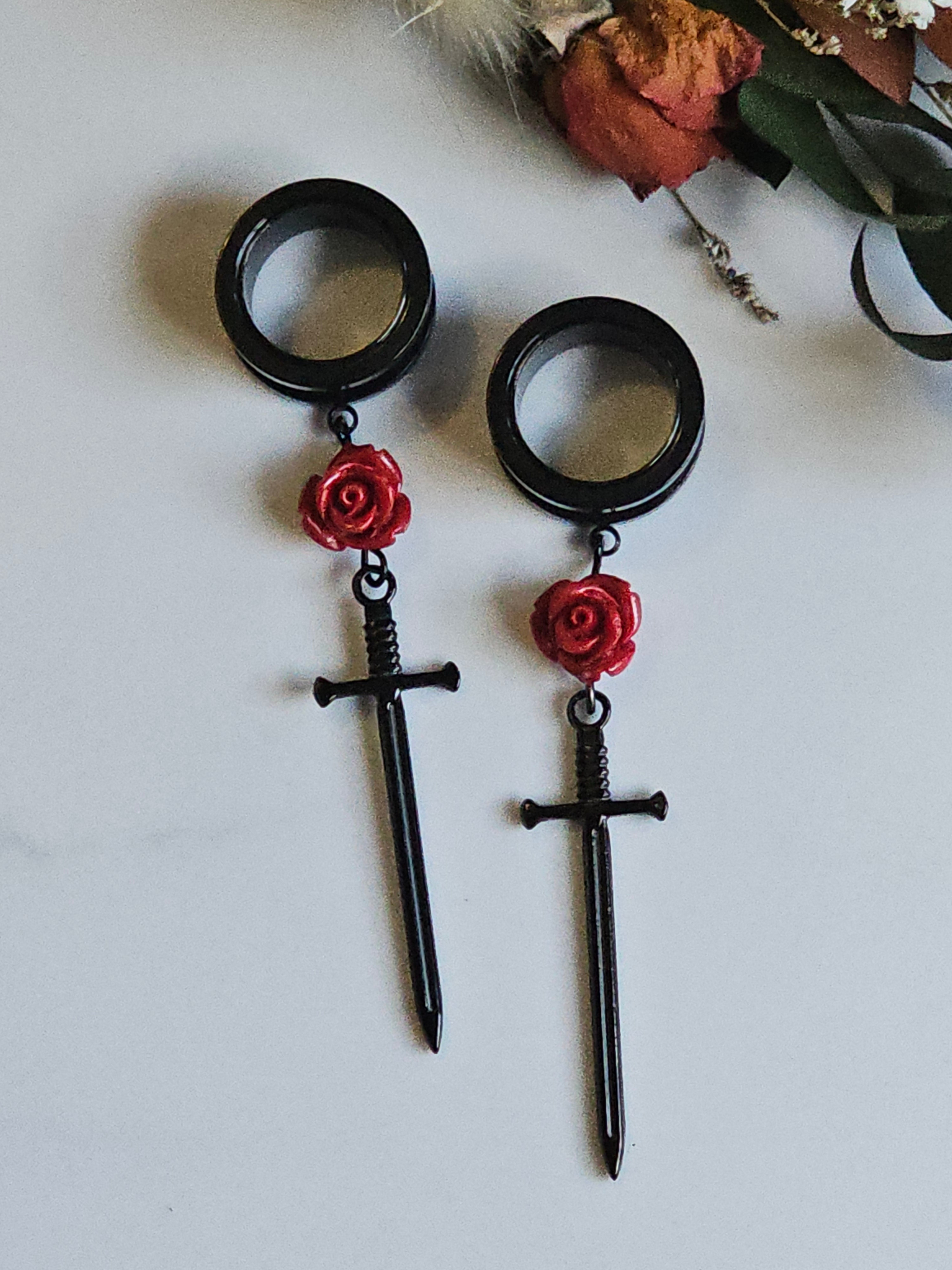 Rose Black sword dangle gauges