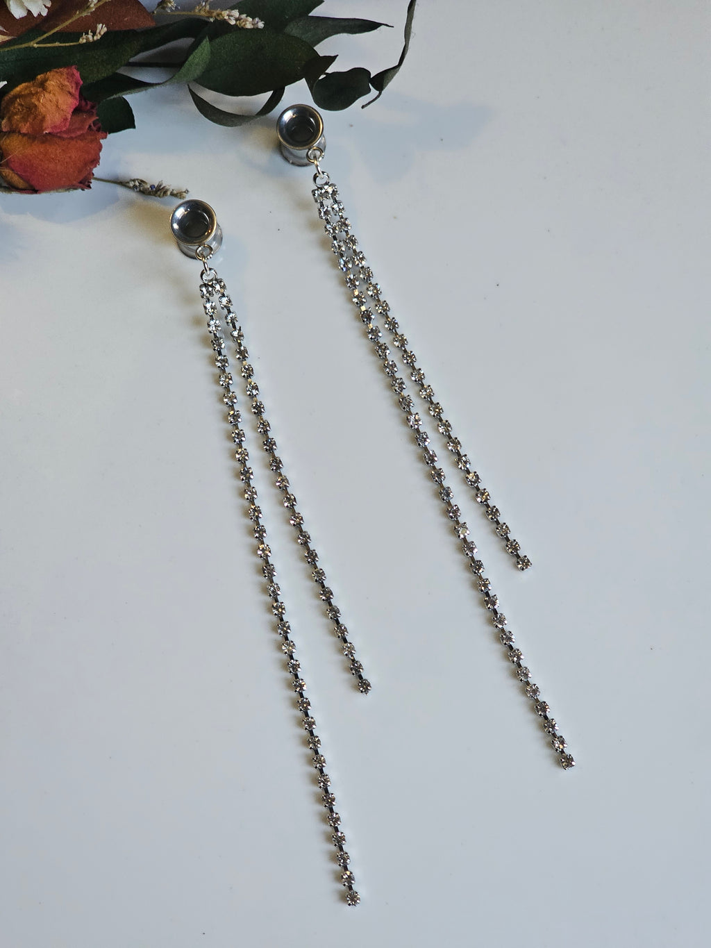 Silver or Gold Diamond tassel dangle gauges