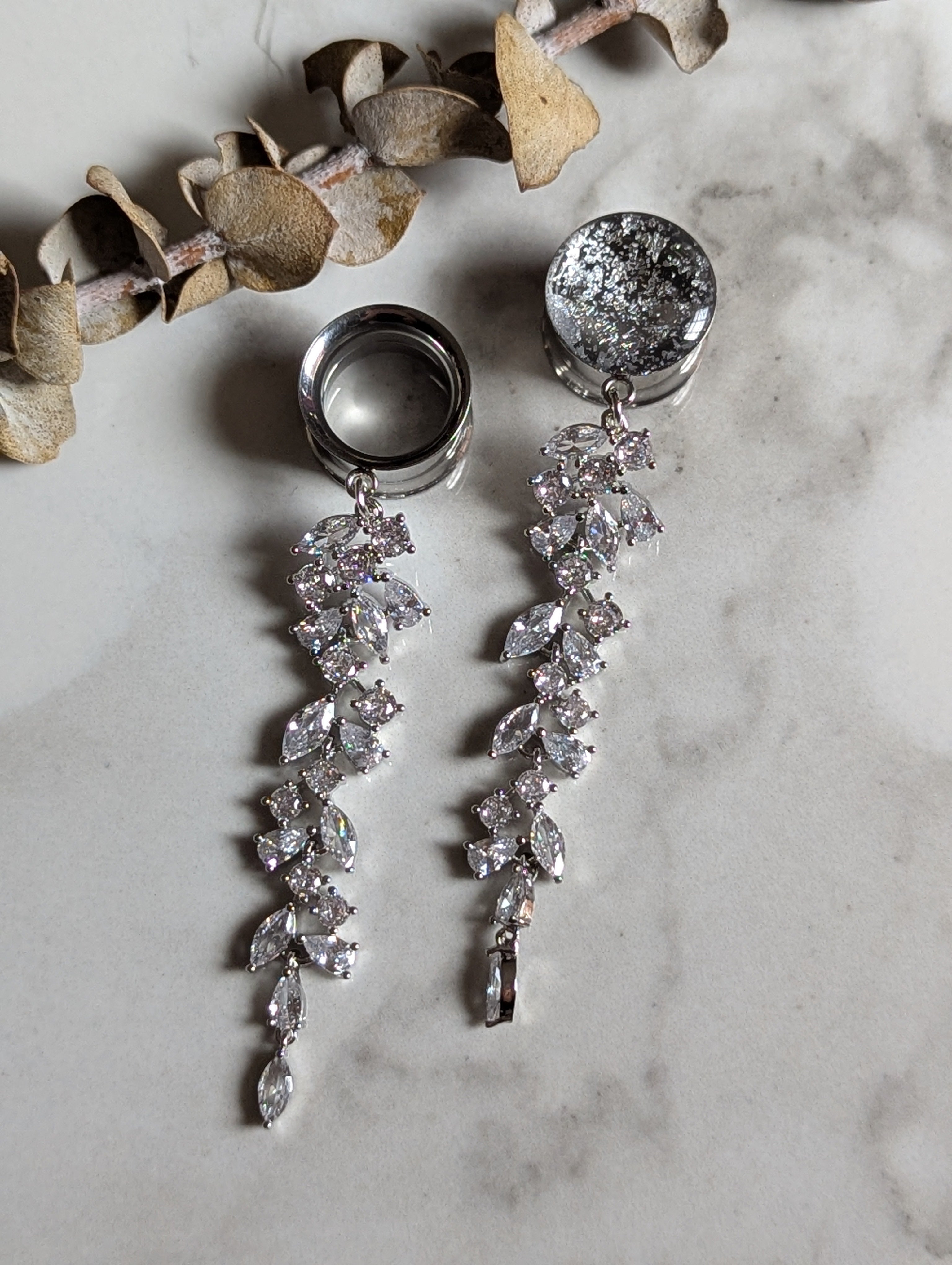 Beautiful Crystal Bridal Dangle Gauges