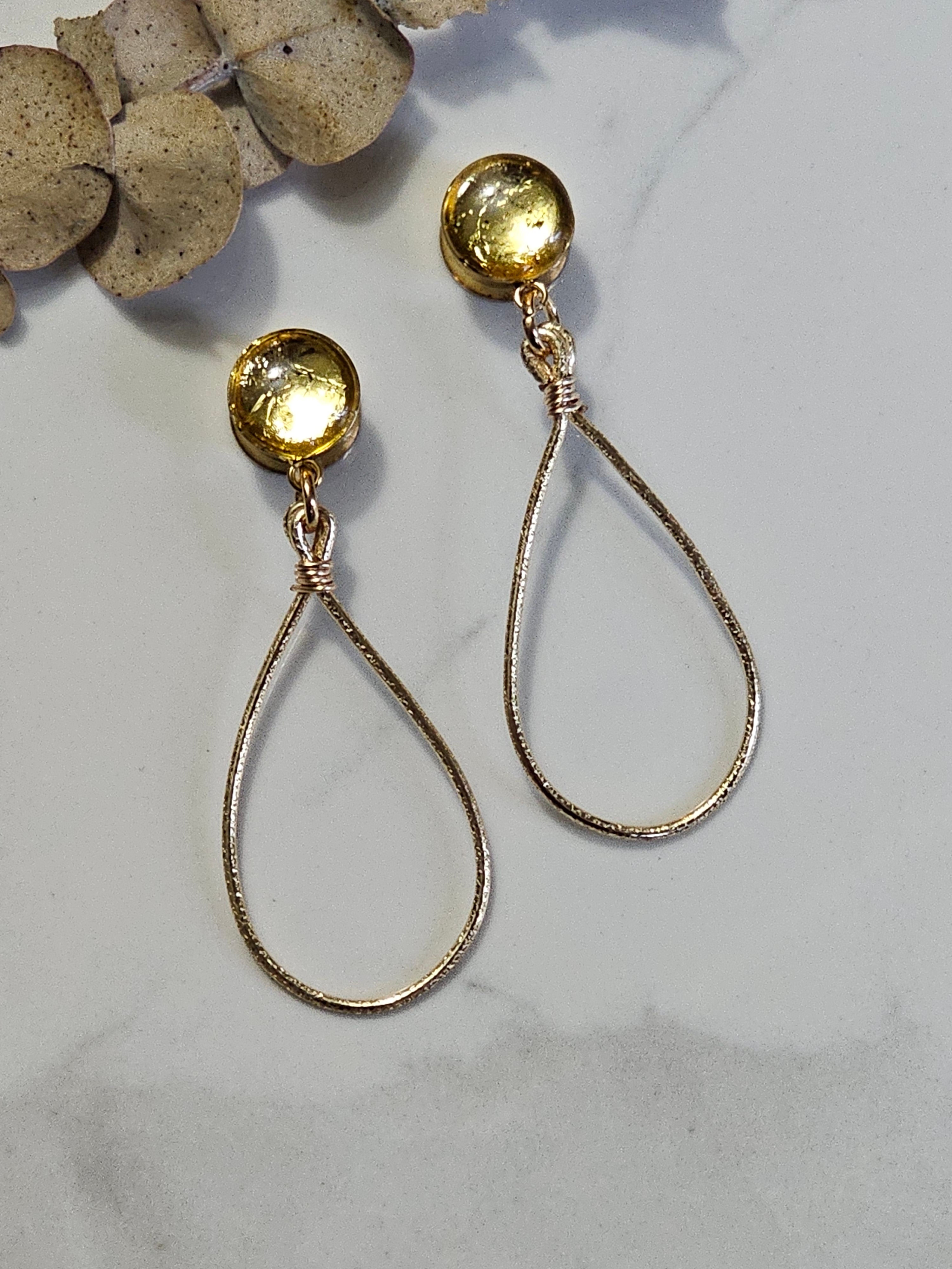 Textured Teardrop hoop dangle gauges
