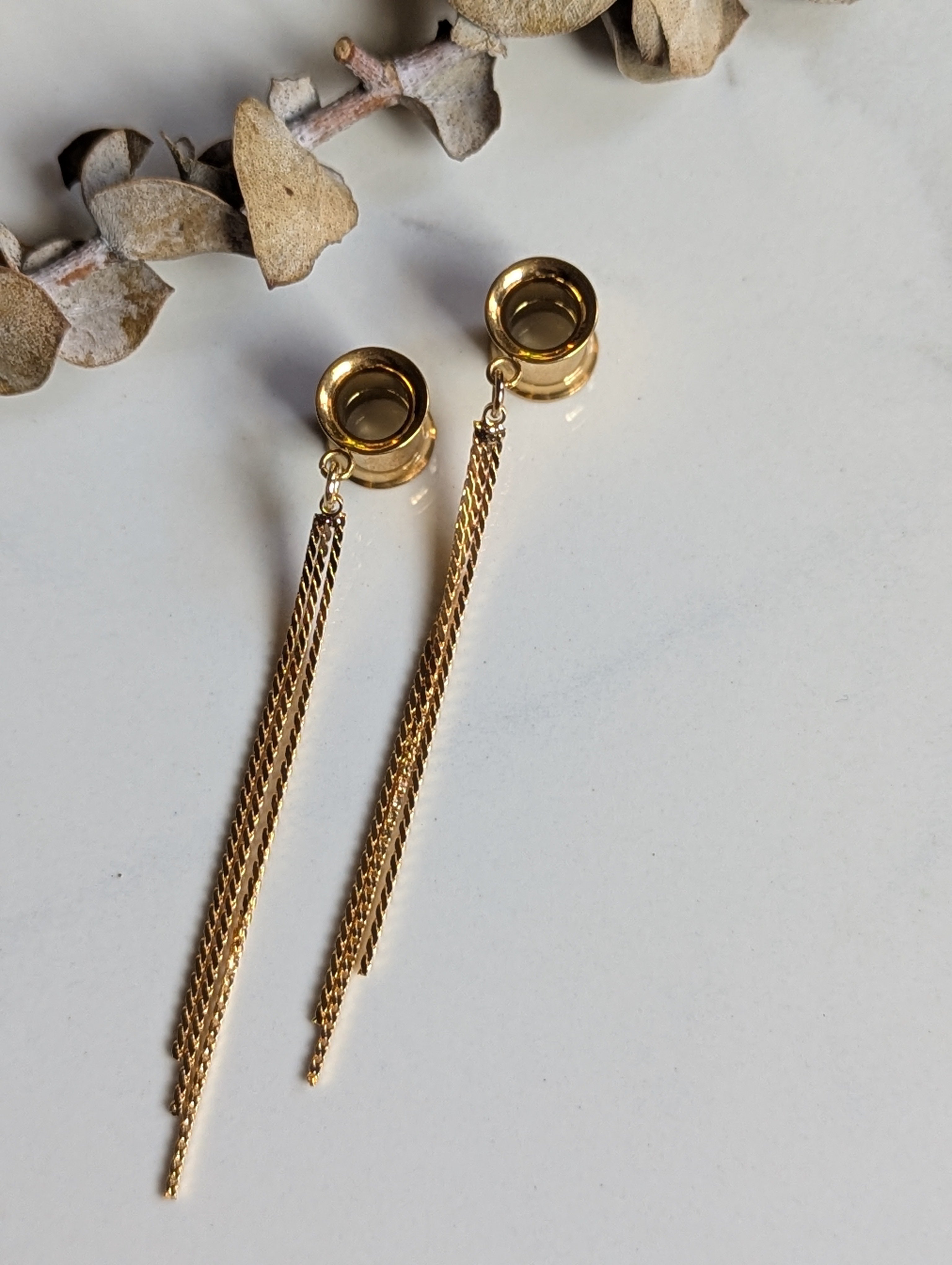 Short Gold Tassel dangle gauges