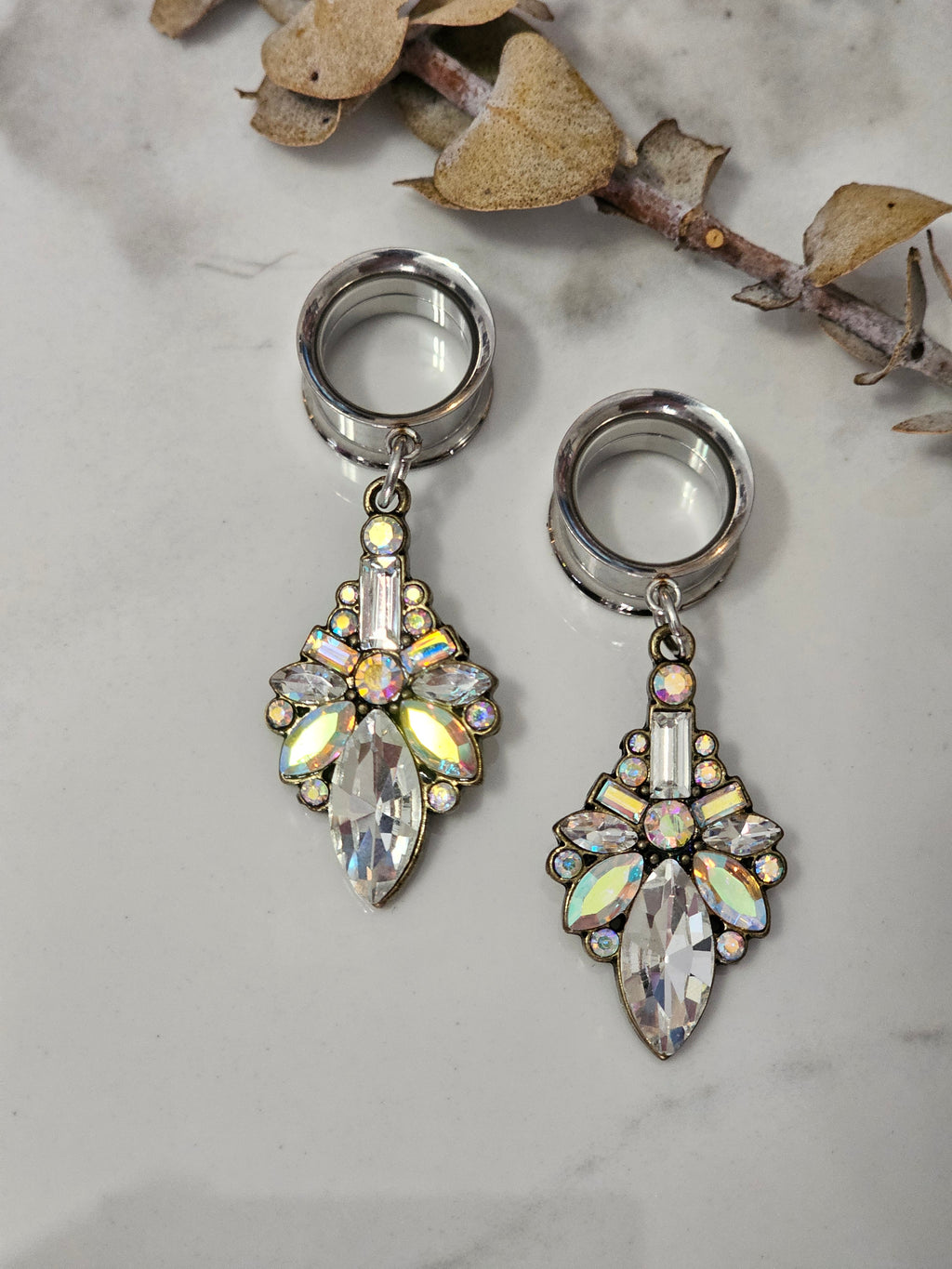 Exquisite Rhinestone Dangle Gauges