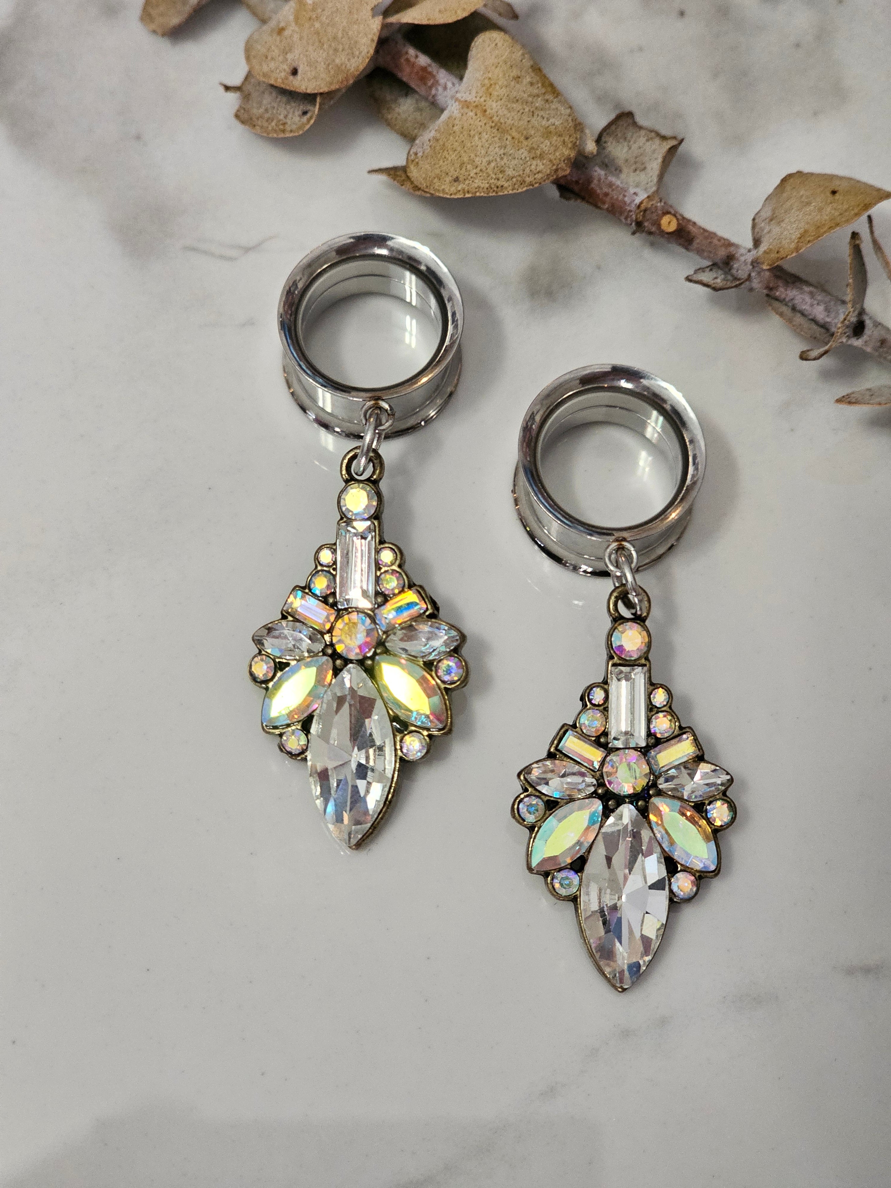 Exquisite Rhinestone Dangle Gauges