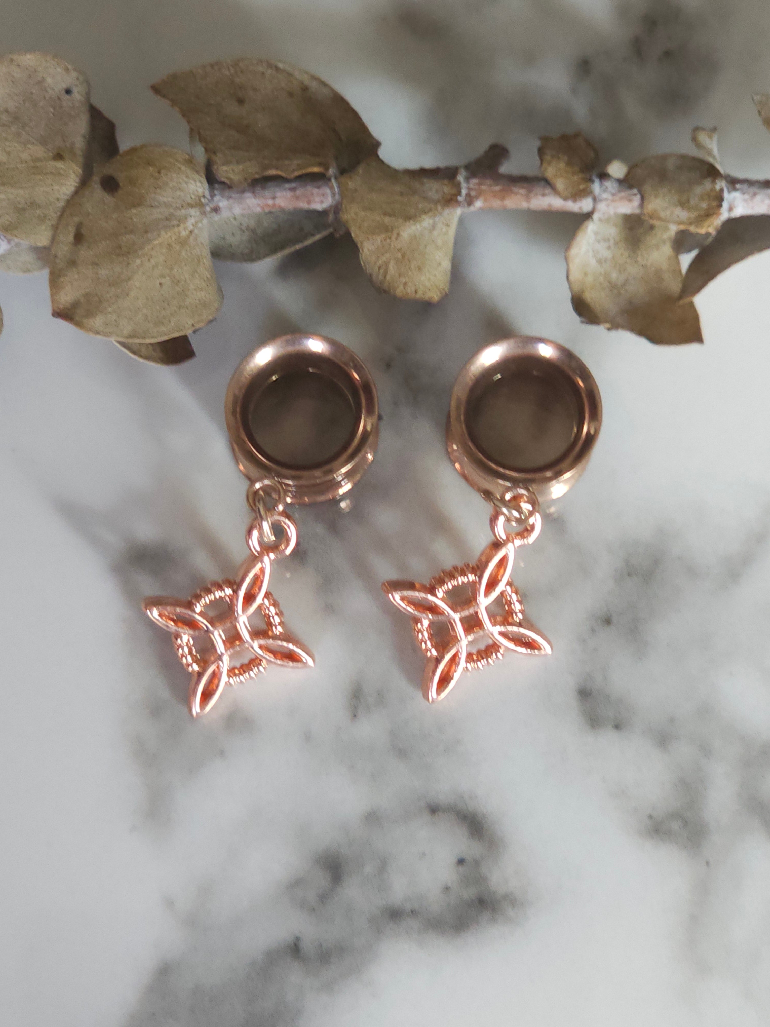 Rose Gold Witch's knot dangle gauges
