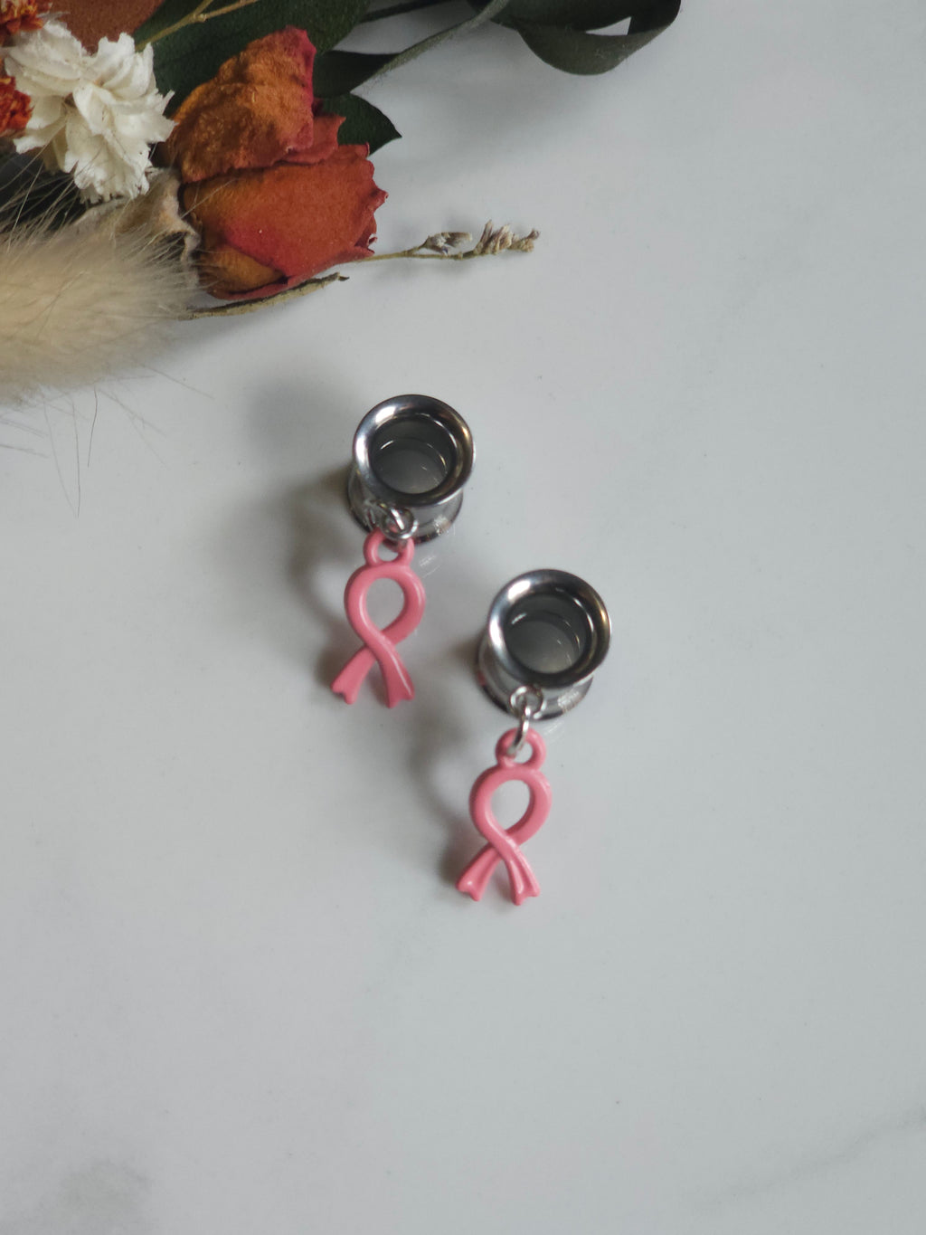 Mini Breast Cancer Awareness dangle gauges