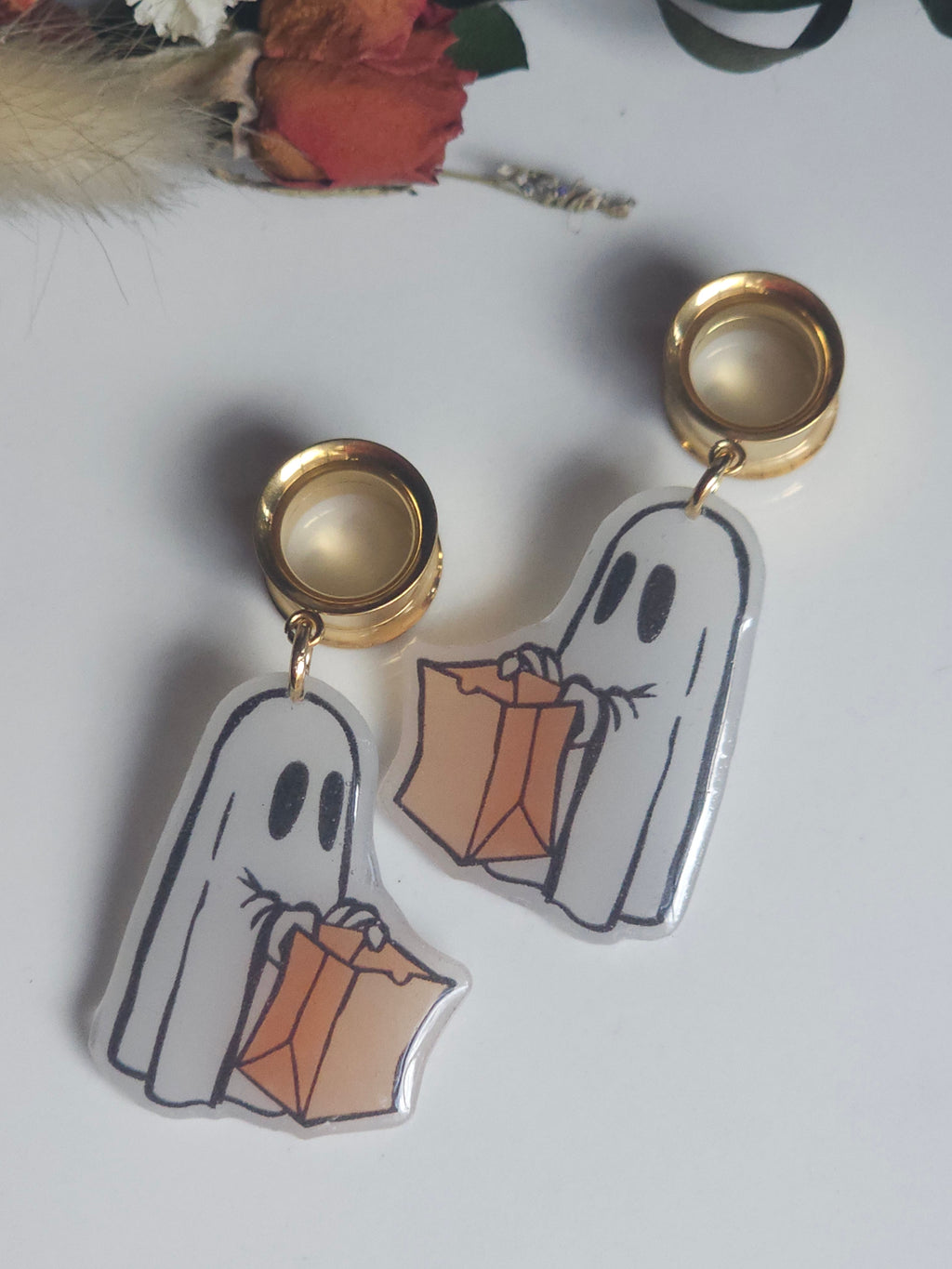 Cute Ghost Halloween dangle gauges
