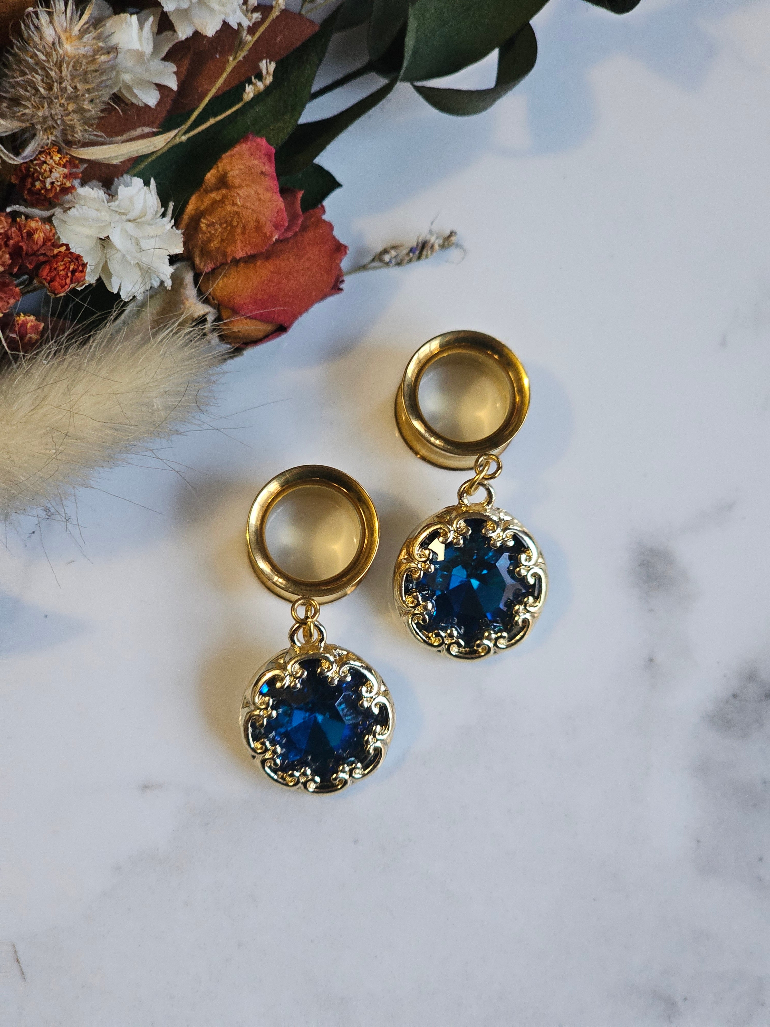 Sapphire Fashion dangle gauges  Birthstone