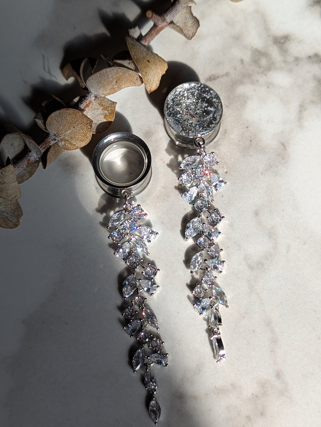 Beautiful Crystal Bridal Dangle Gauges