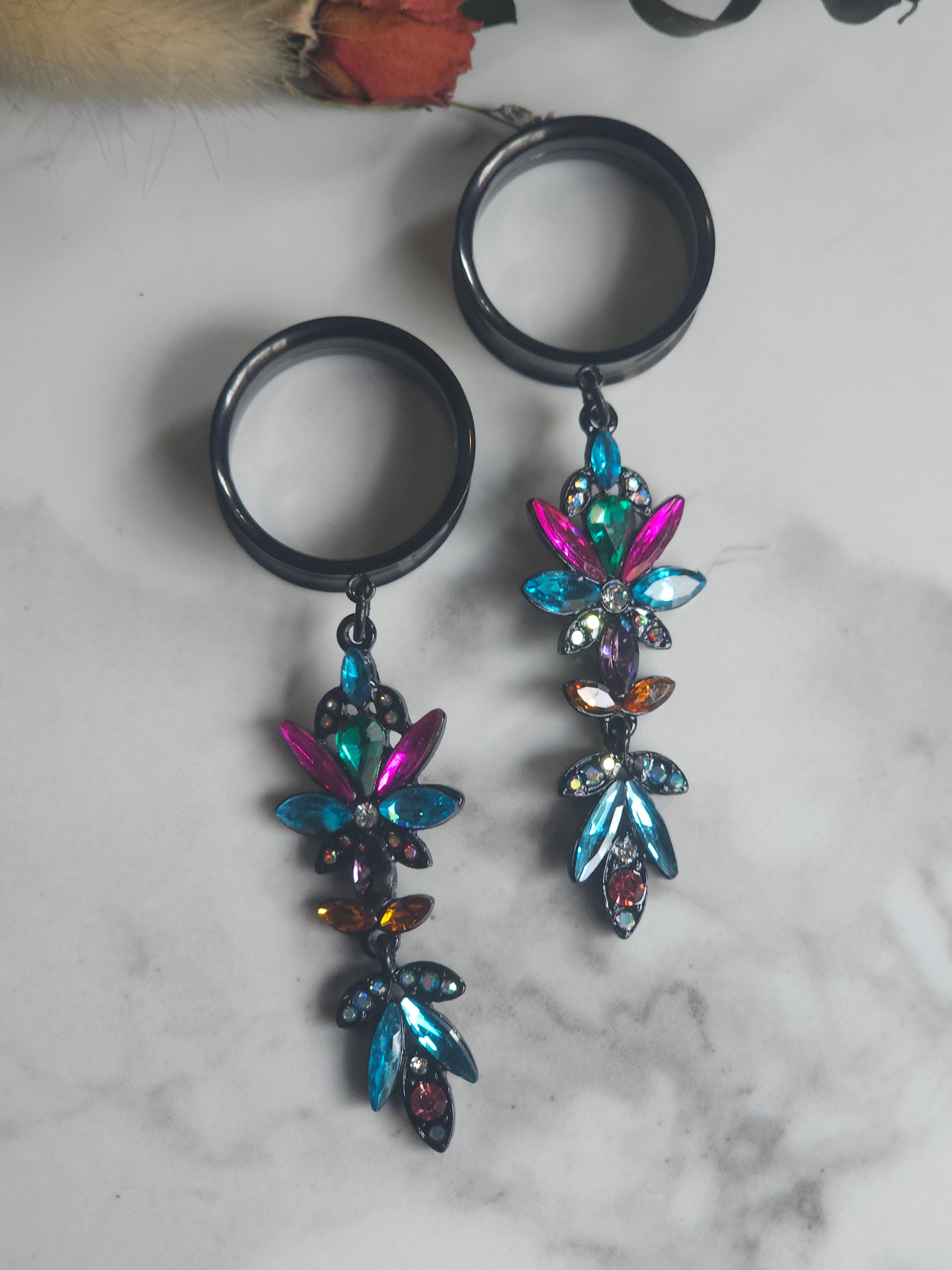 Retro Crystal dangle gauges