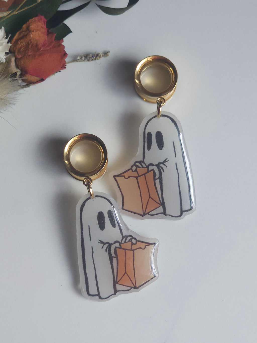 Cute Ghost Halloween dangle gauges
