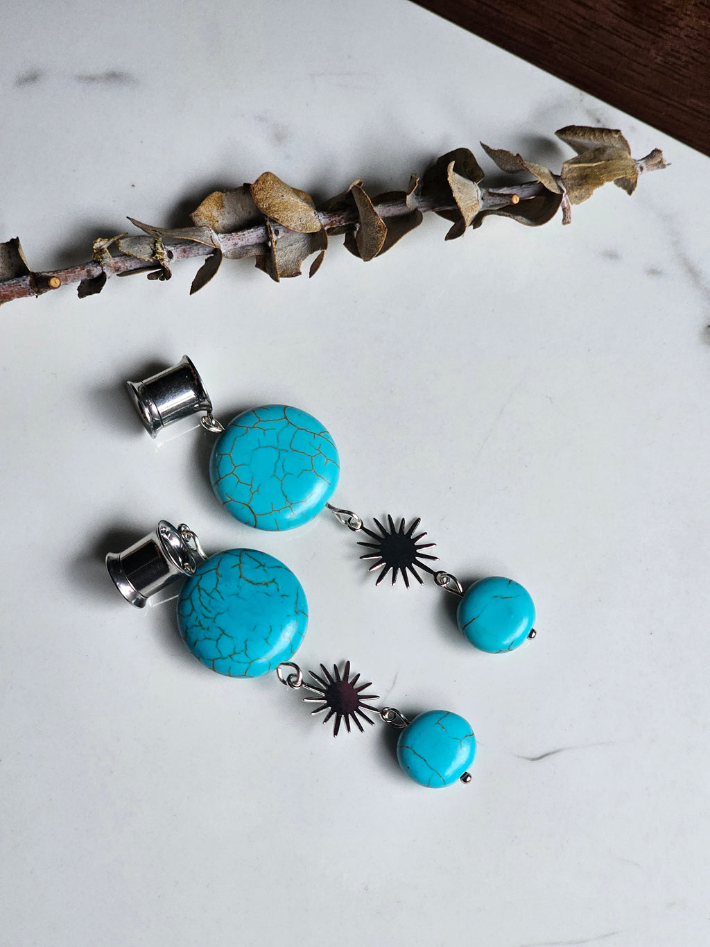 Turquoise dangle gauges