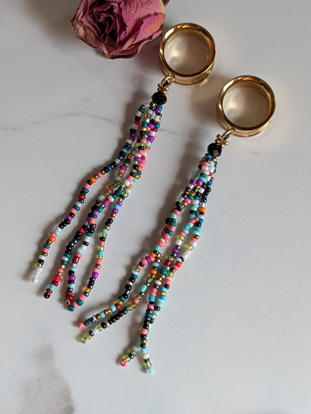 Beaded Tasseled dangle gauges