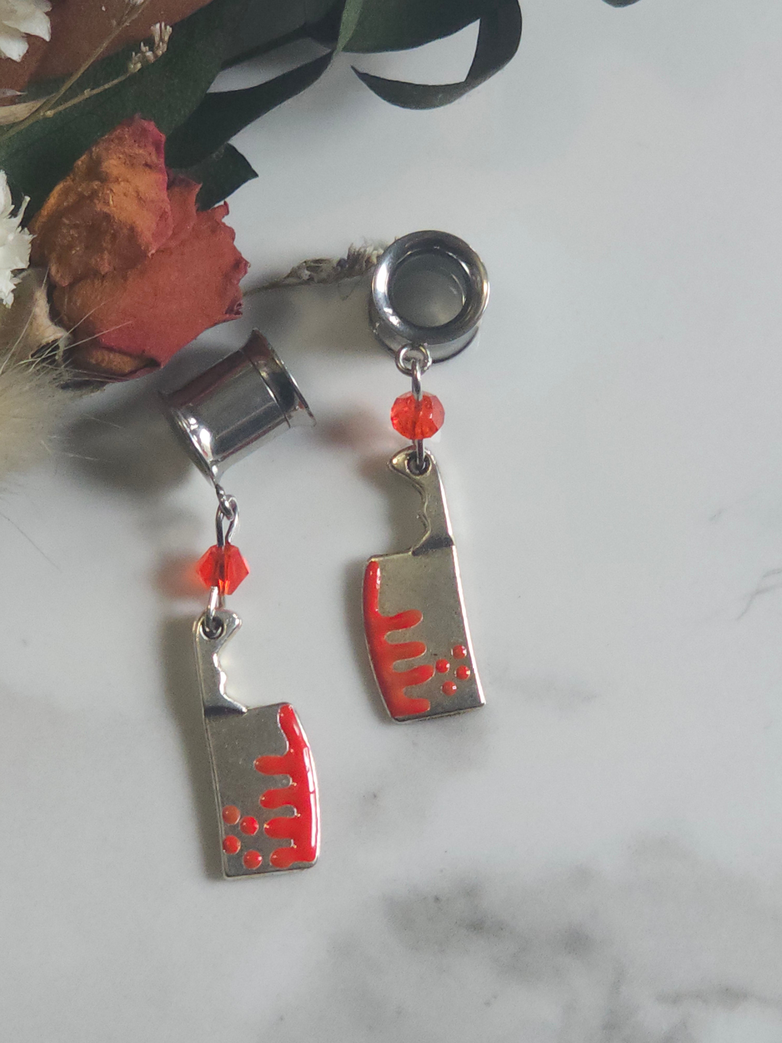 Bloody Cleaver knife dangle gauges