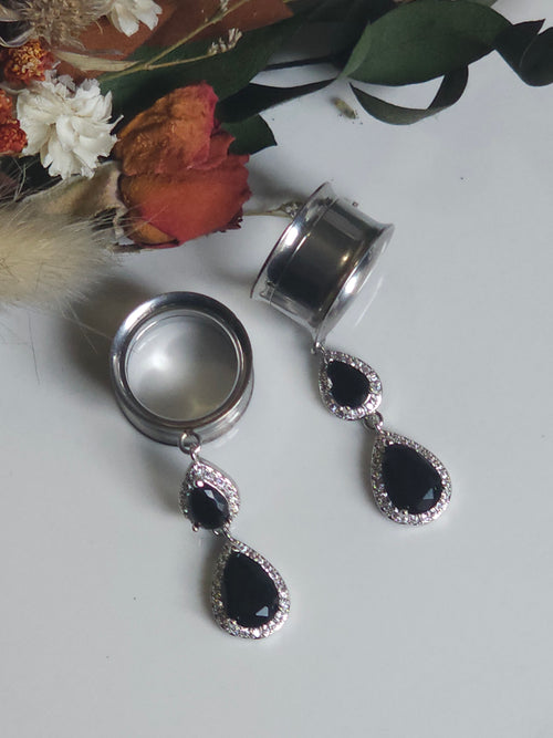Black and Silver Special Occasion Dangle Gauges