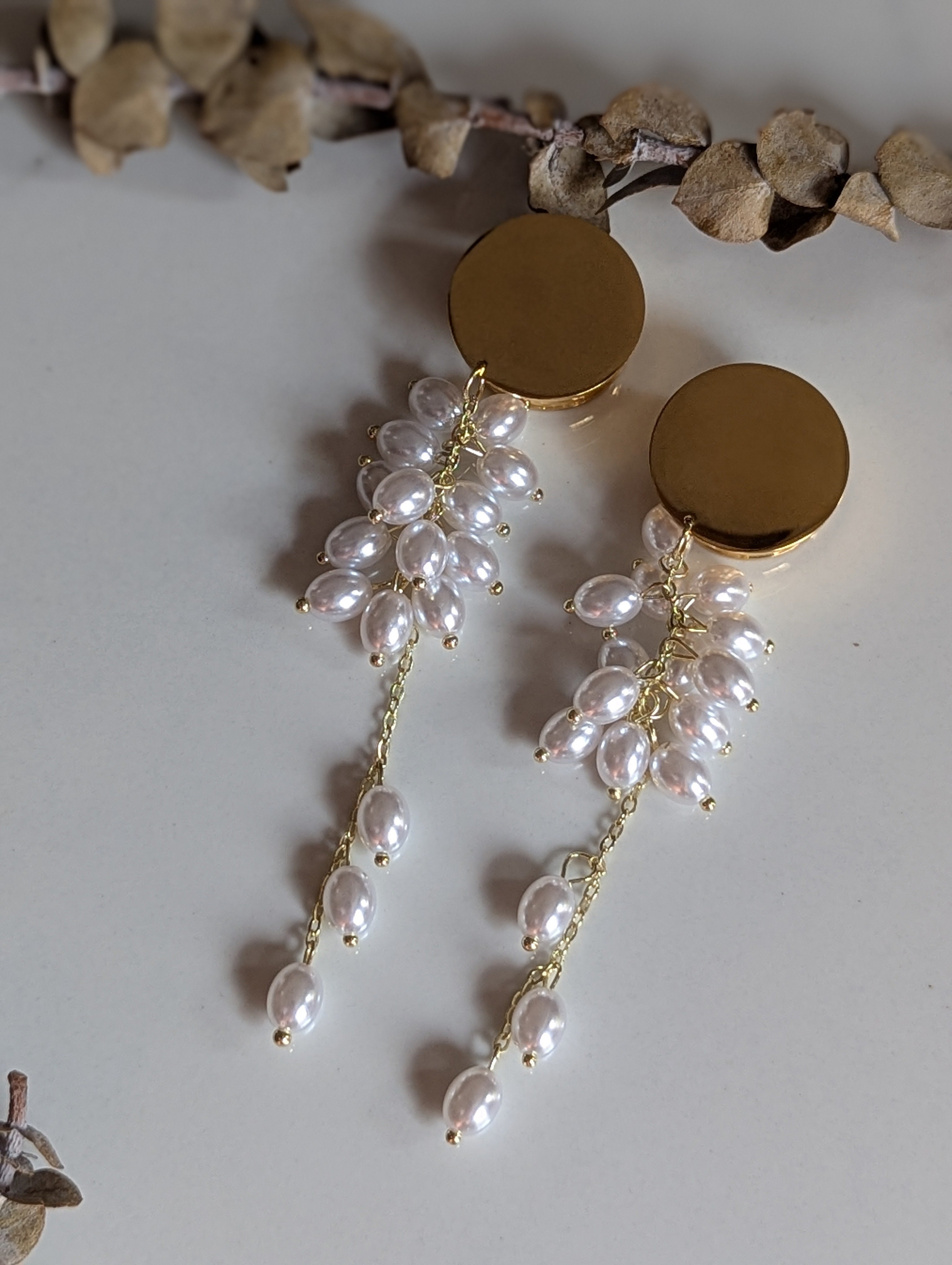 Faux pearl Bridal Dangle Gauges
