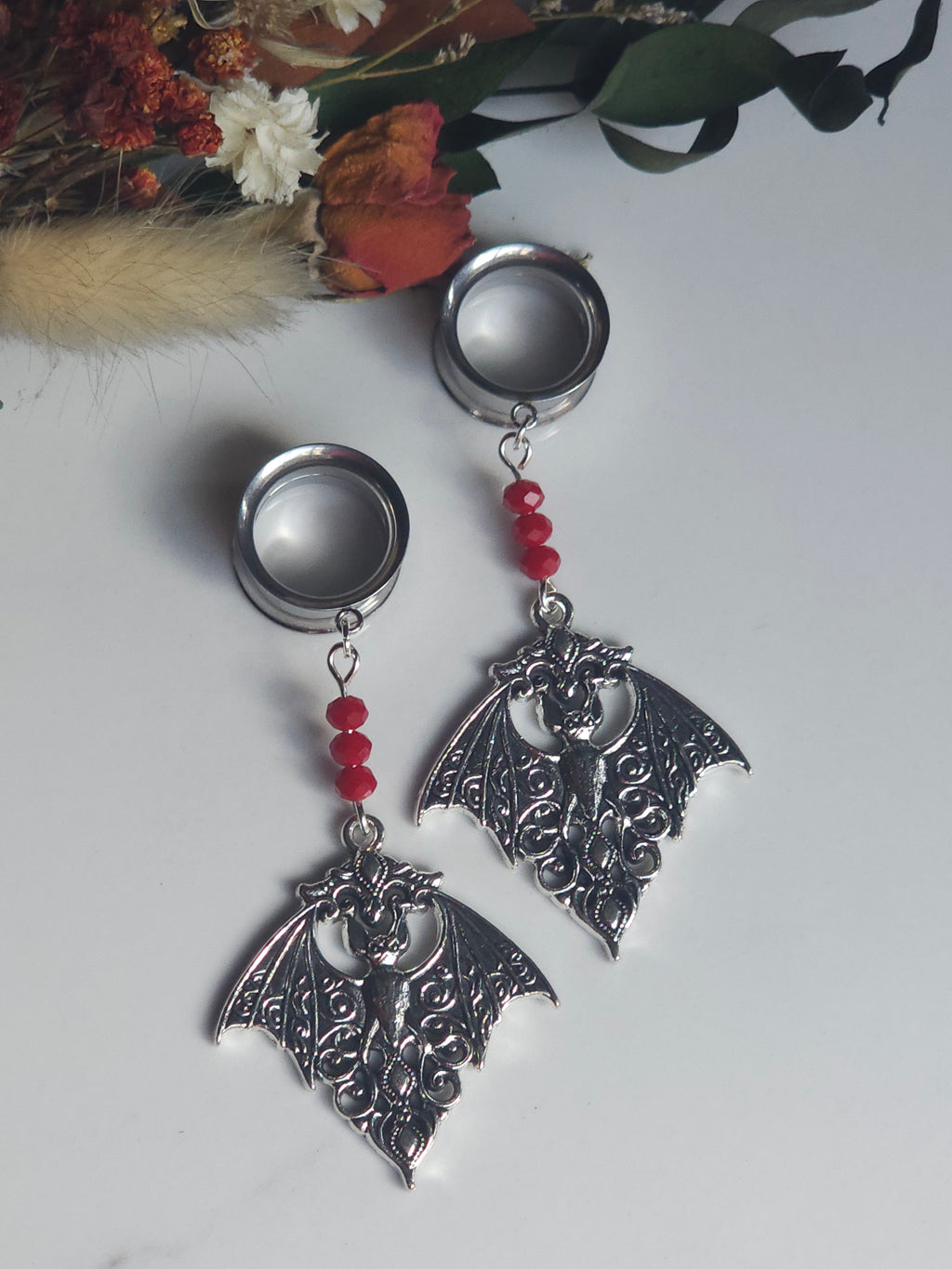 Gothic bat dangle gauges