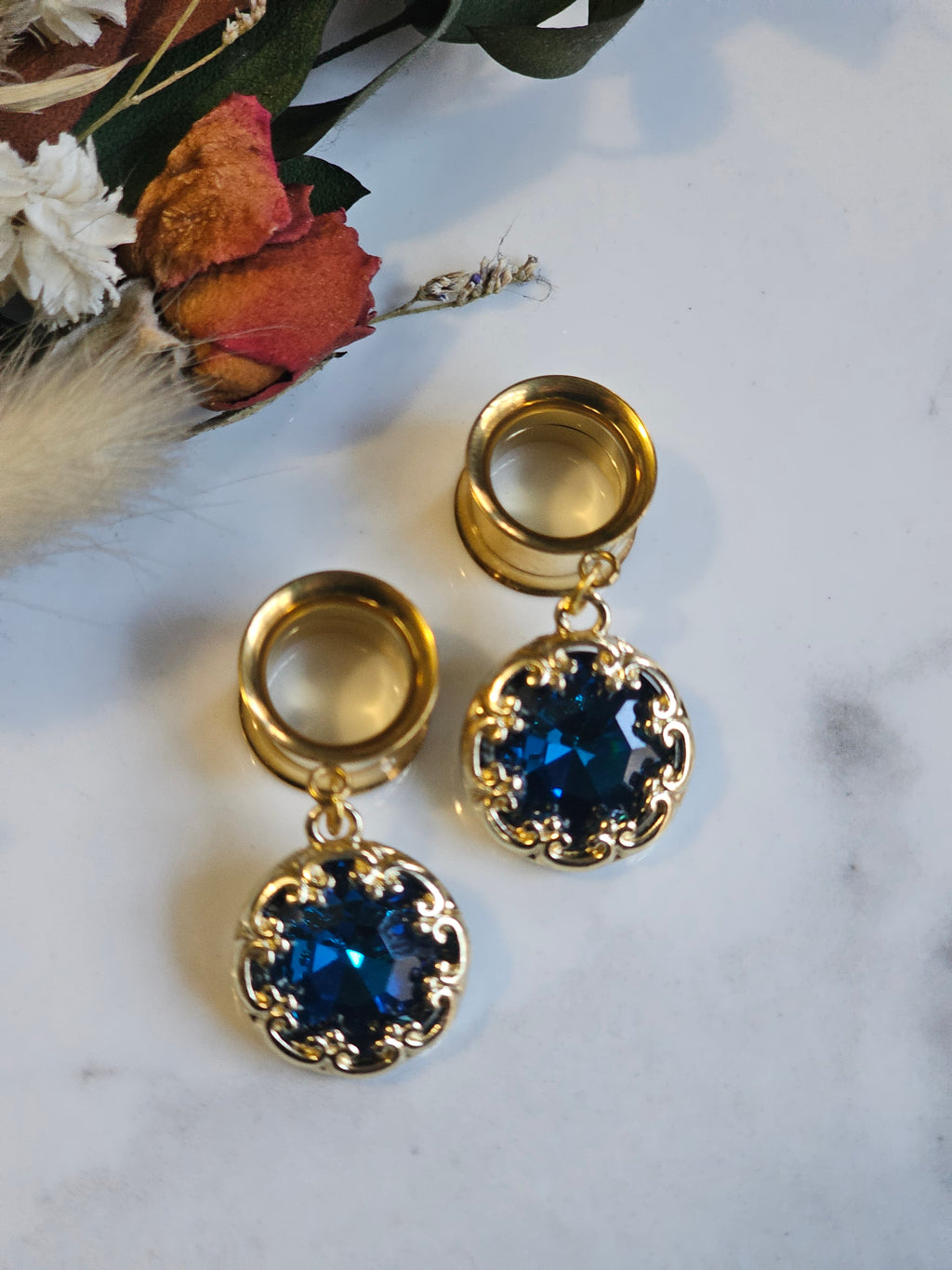 Sapphire Fashion dangle gauges  Birthstone