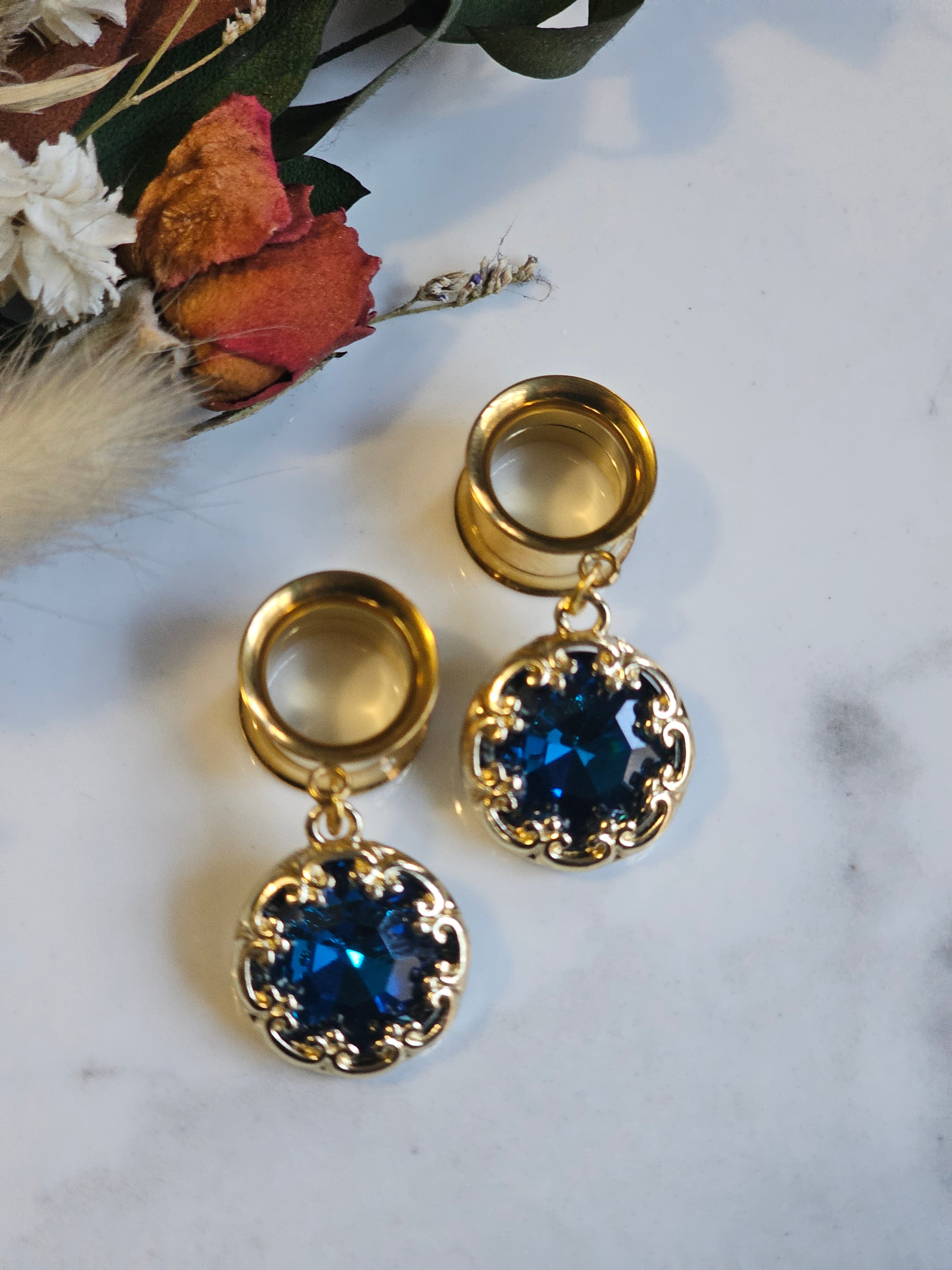 Sapphire Fashion dangle gauges  Birthstone