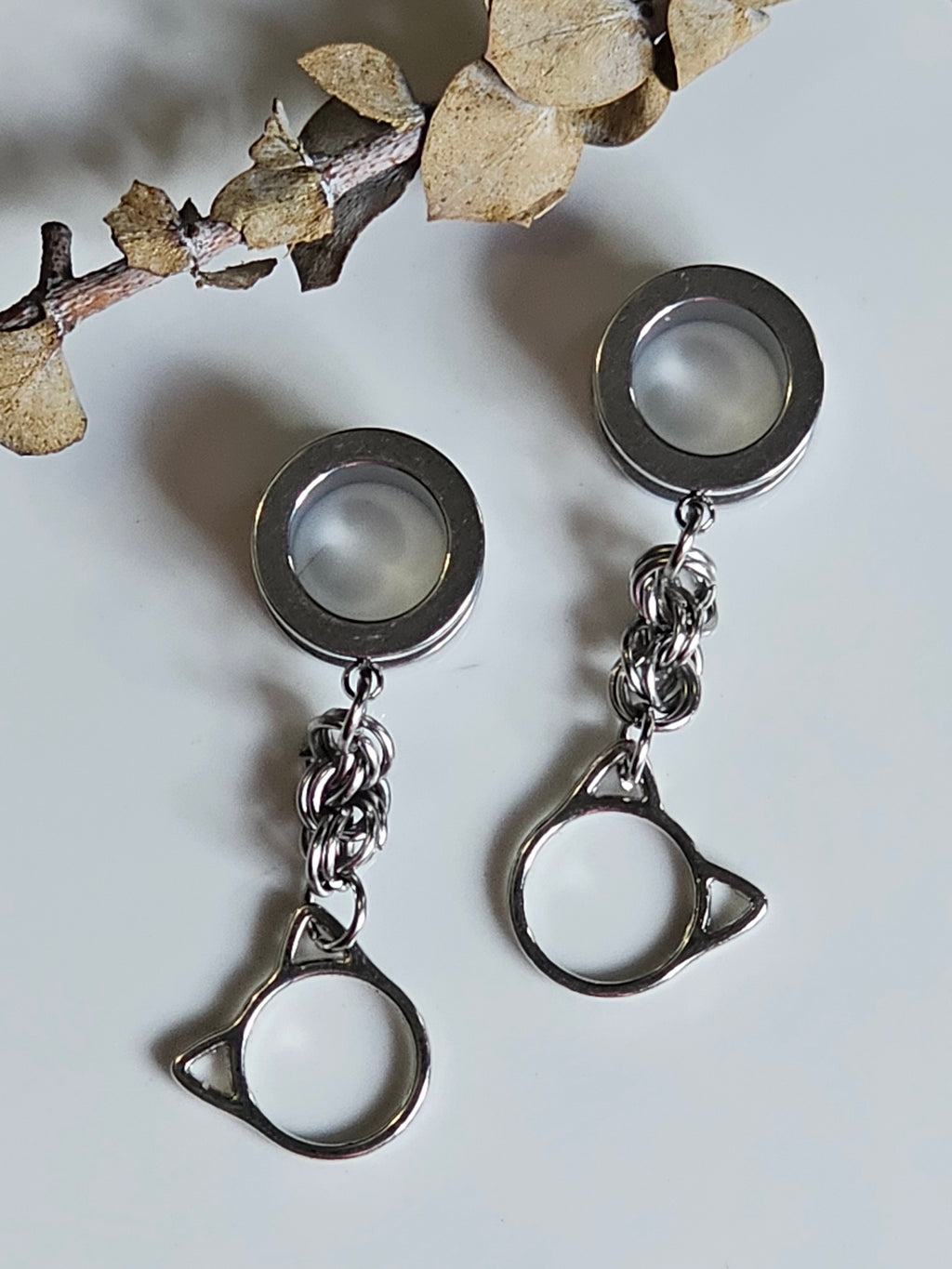 Kitty cat Chainmail dangle gauges
