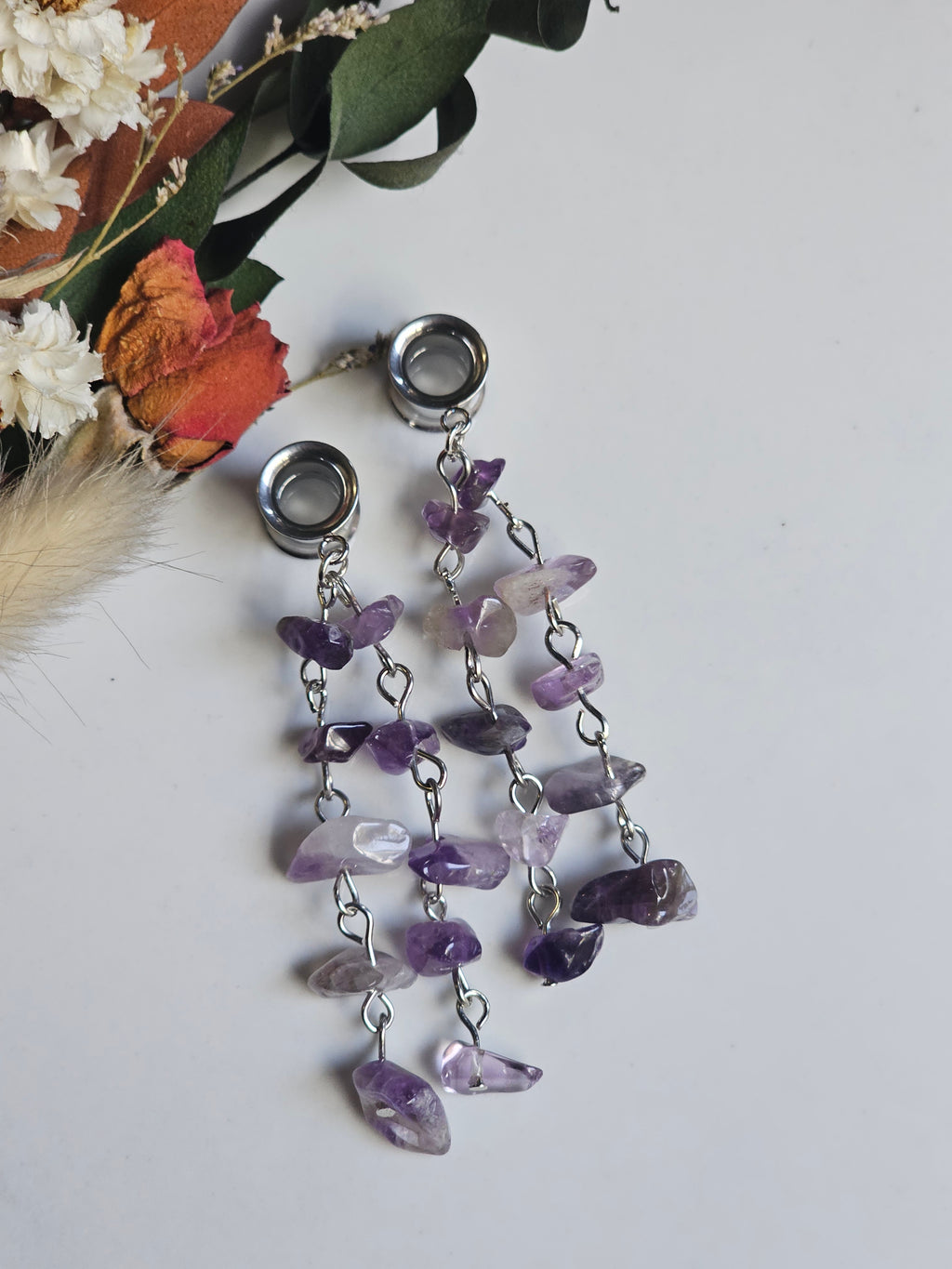 Amethyst Crystal Dangle Gauges
