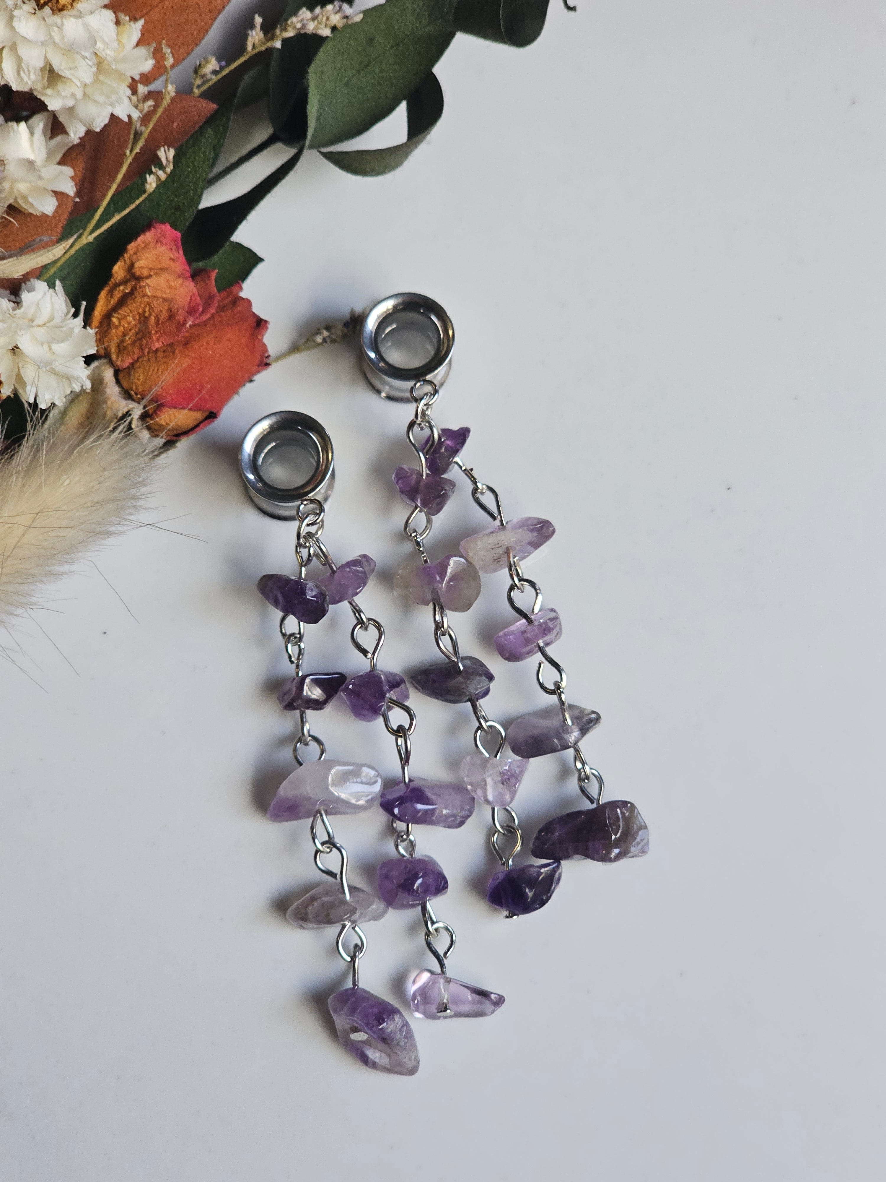 Amethyst Crystal Dangle Gauges