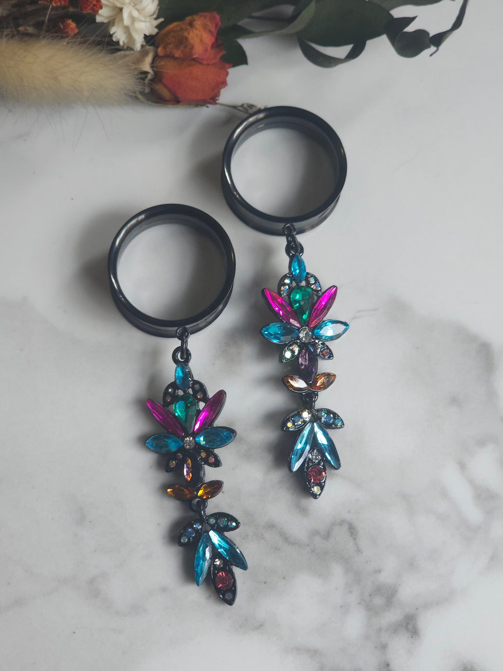 Retro Crystal dangle gauges
