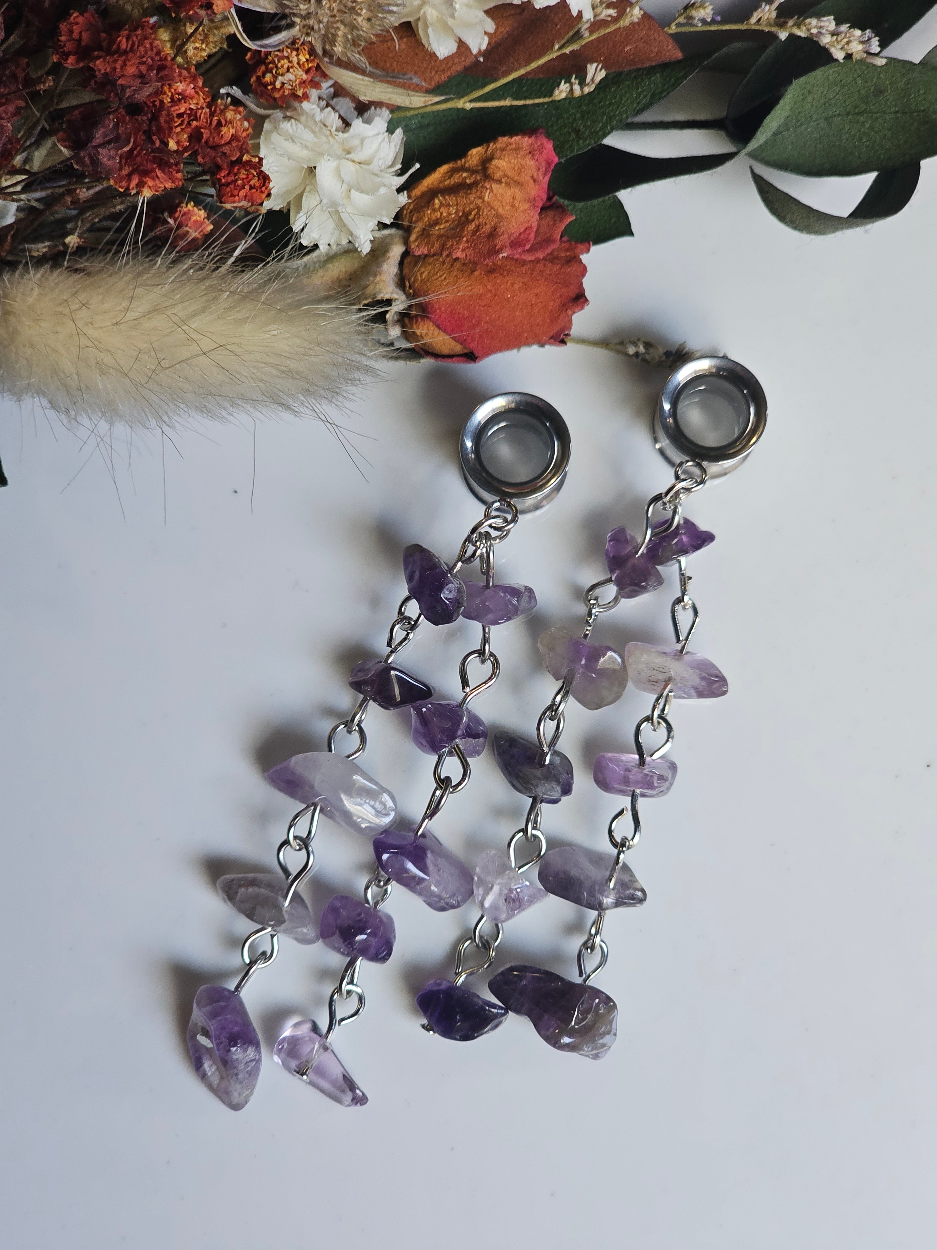 Amethyst Crystal Dangle Gauges