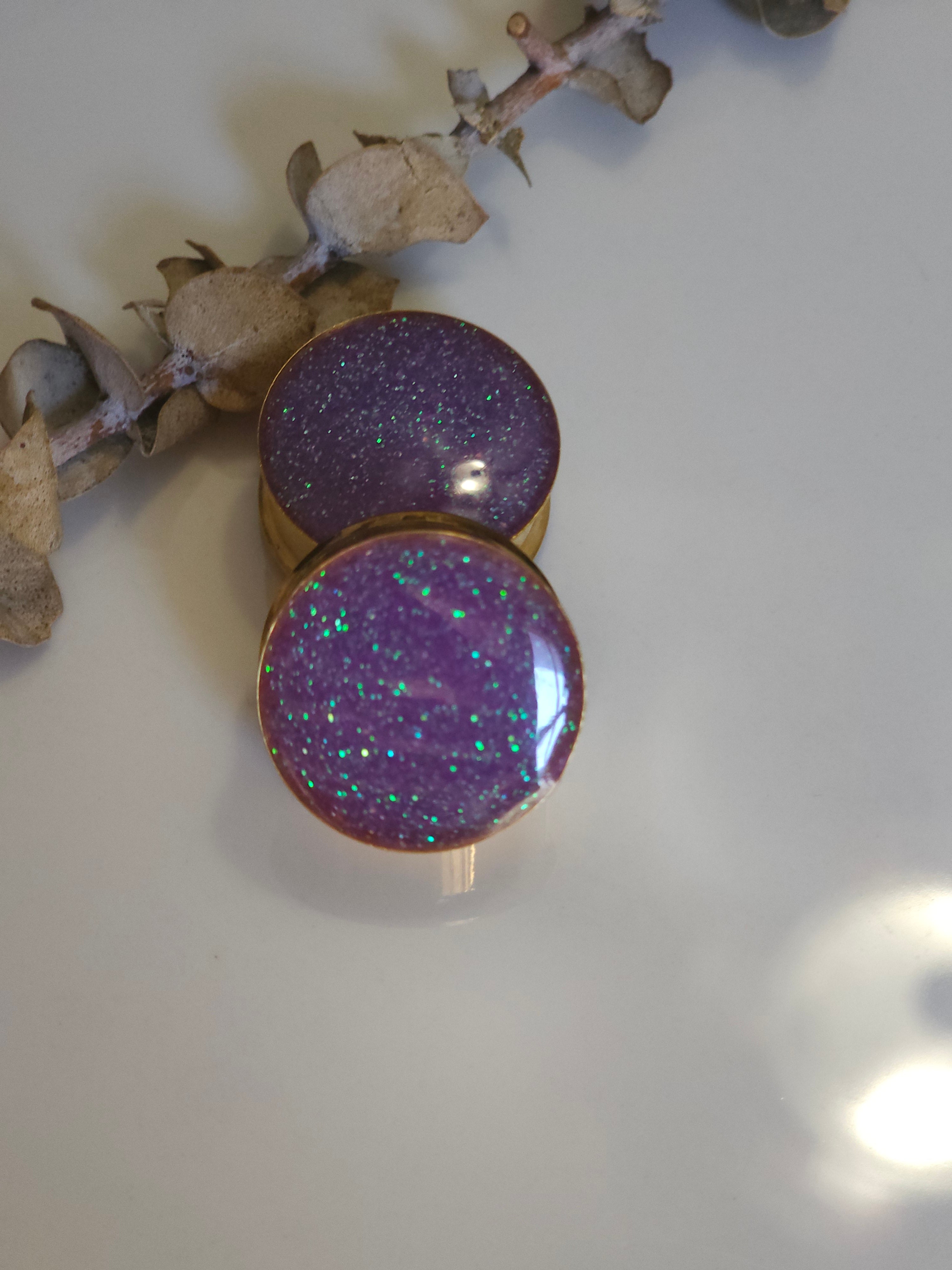 8MM-50MM Purple Glitter Gauges