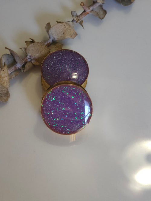 8MM-50MM Purple Glitter Gauges