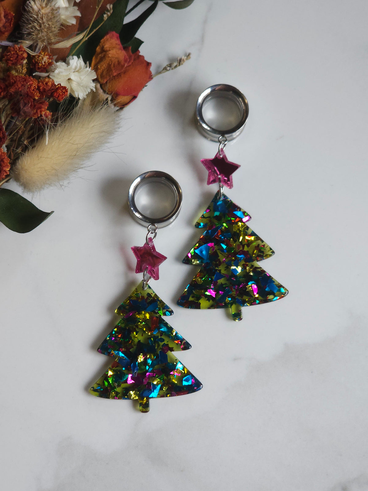 Sparkle Christmas tree dangle gauges